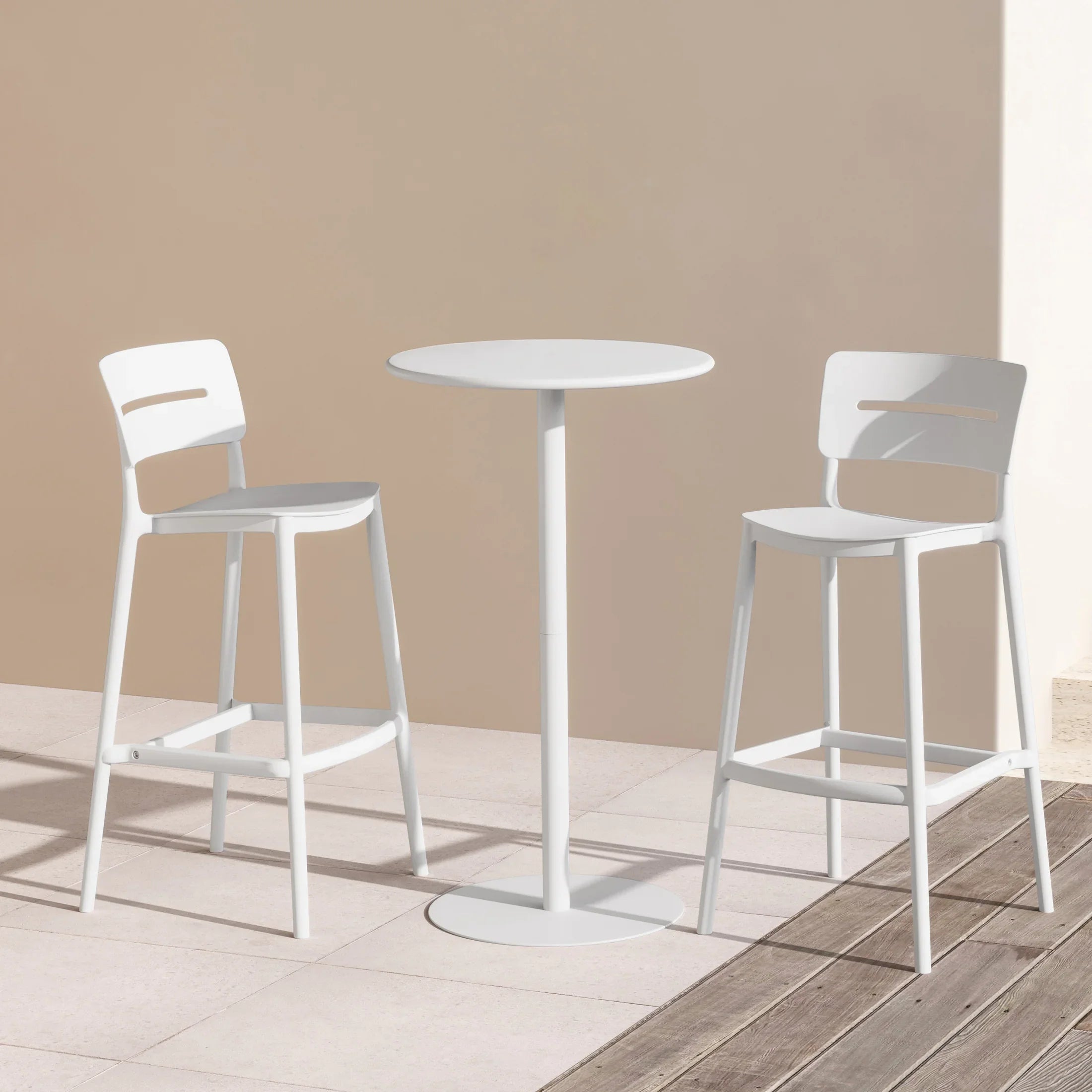 Sunshine 3-Piece Outdoor Adjustable Round Bar Height Patio Table Dining Set