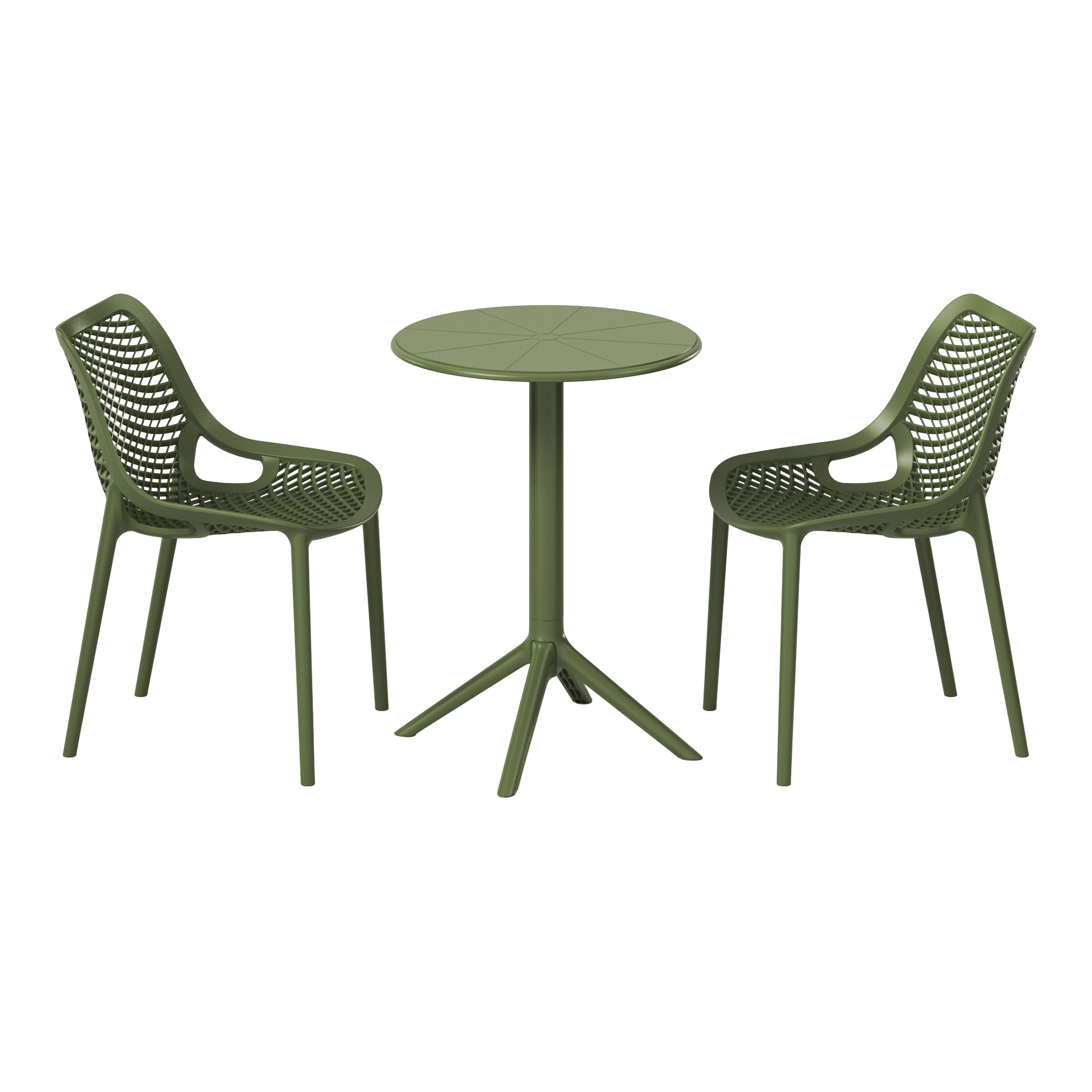 Sunshine 3-Piece Outdoor Resin Patio Bistro Set with Stackable Patio Dining Side Chairs