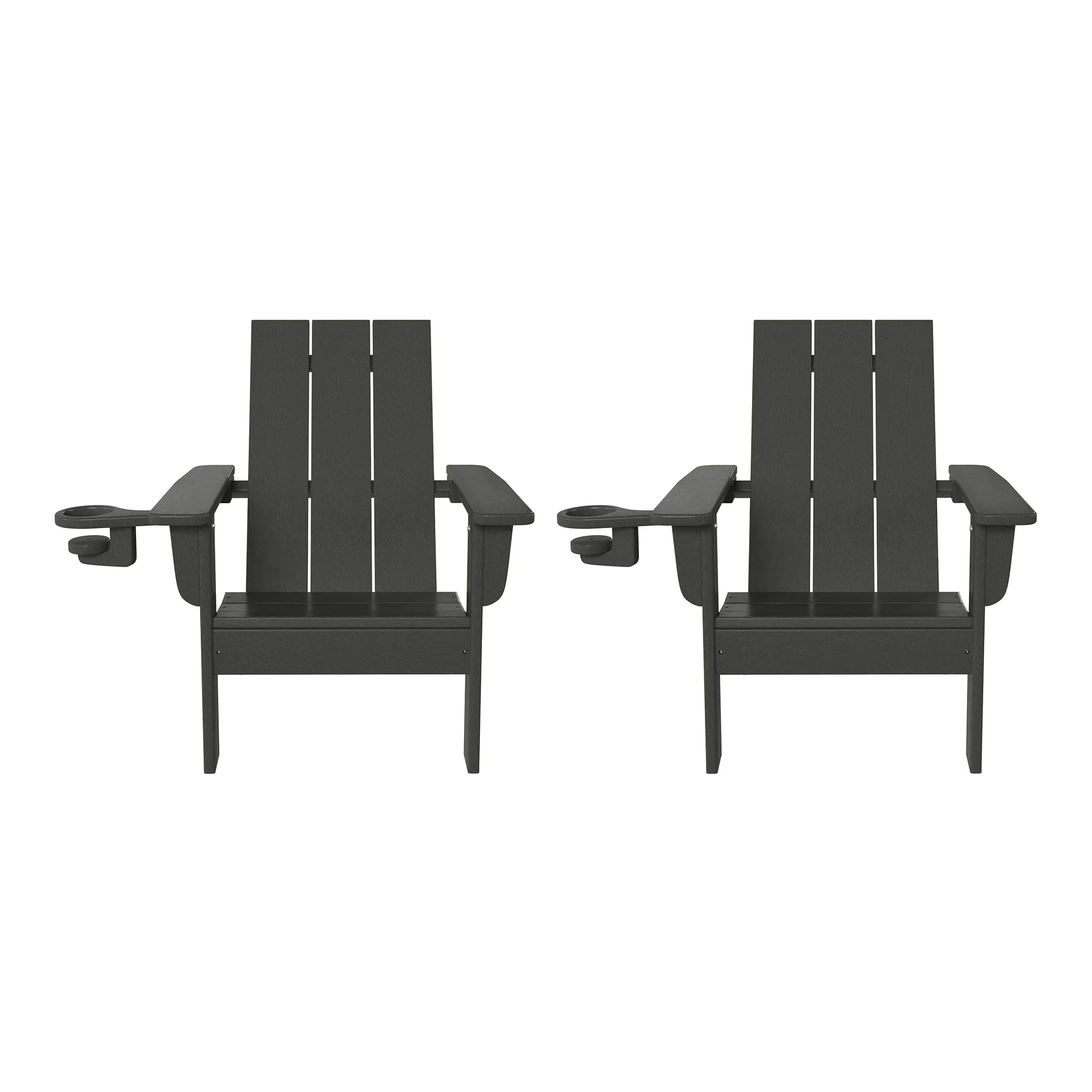 Palms Kids Outdoor HDPE Plastic Modern Adirondack Patio Chairs with Cup Holders (Set of 2)