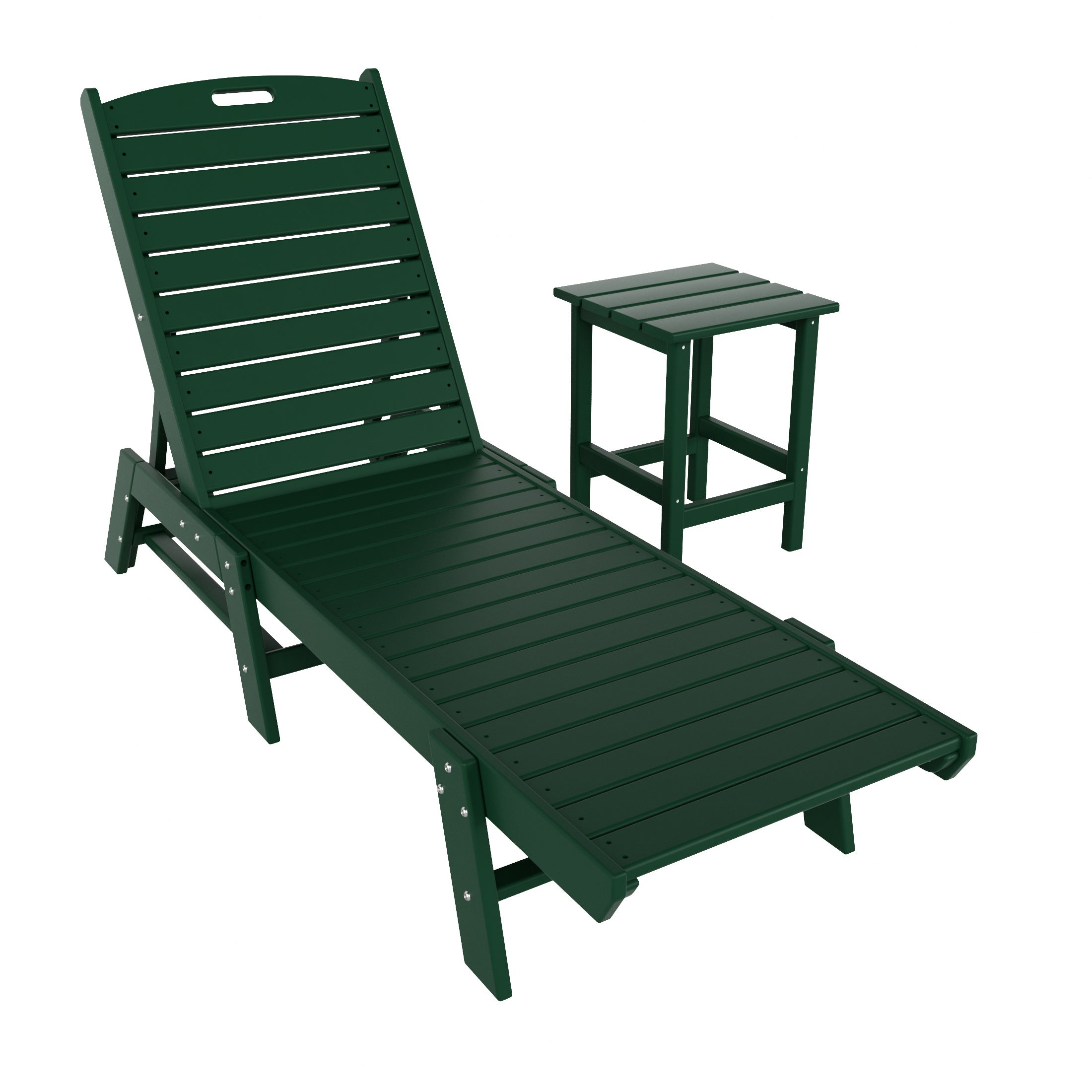 Paradise 2-Piece Poly Outdoor Patio Chaise Lounge Chair with Side Table Set