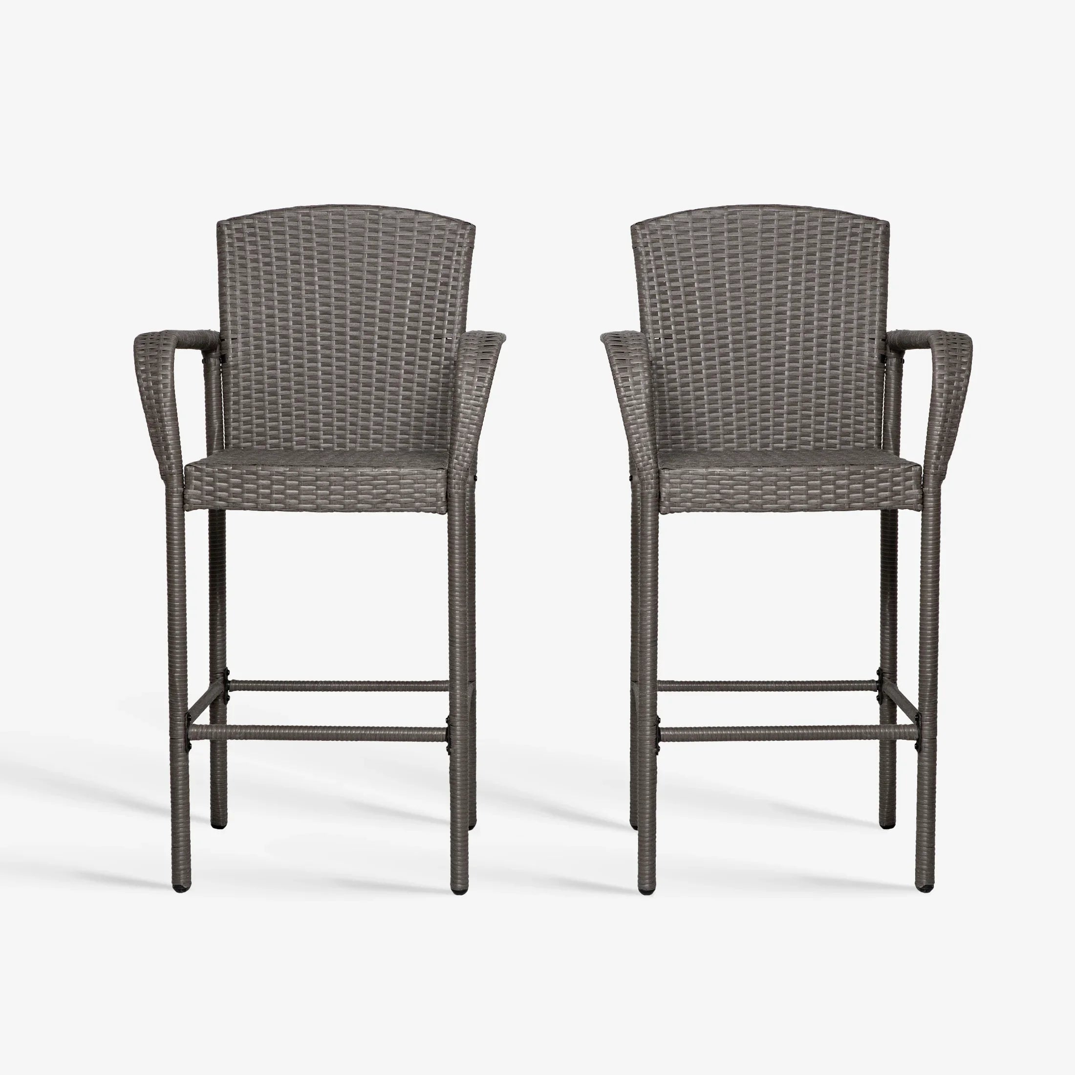 Estela 2 piece set of 47" height all weather outdoor wicker rattan Bar stools