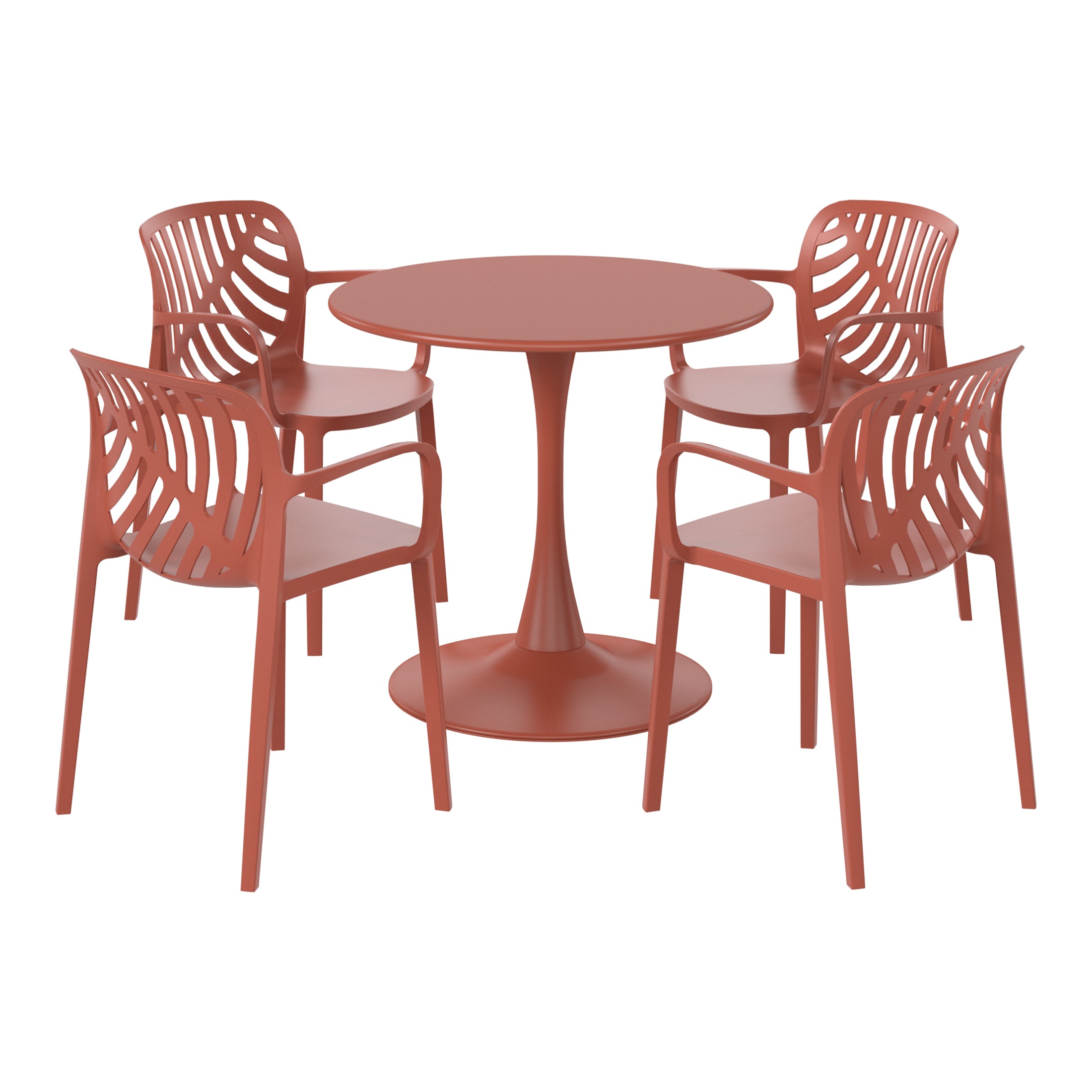 Sunshine 5-Piece Outdoor Indoor Metal Patio Dining Table Set With Stackable Patio Arm Chairs