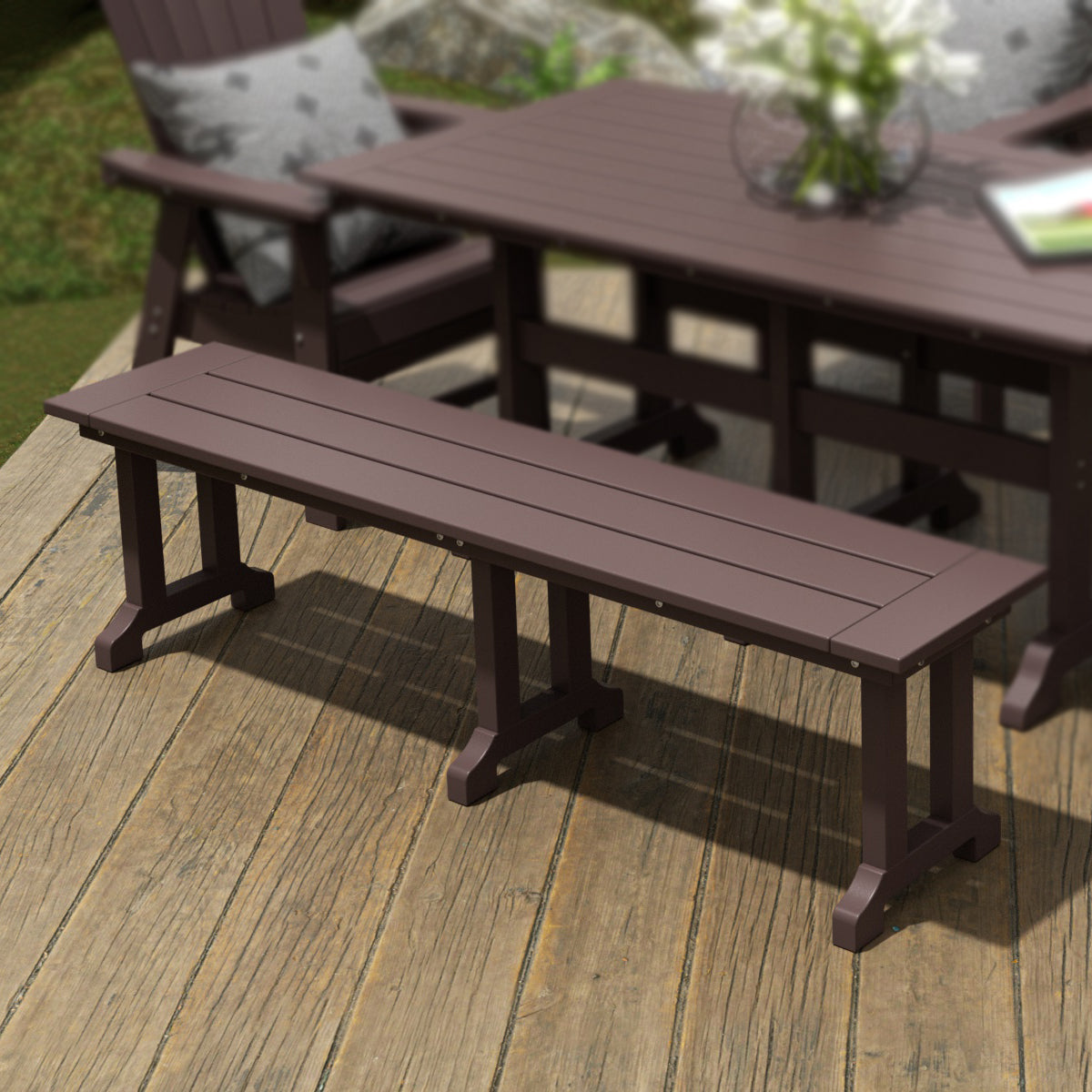 Paradise 65" Outdoor Patio Trestle Dining Bench