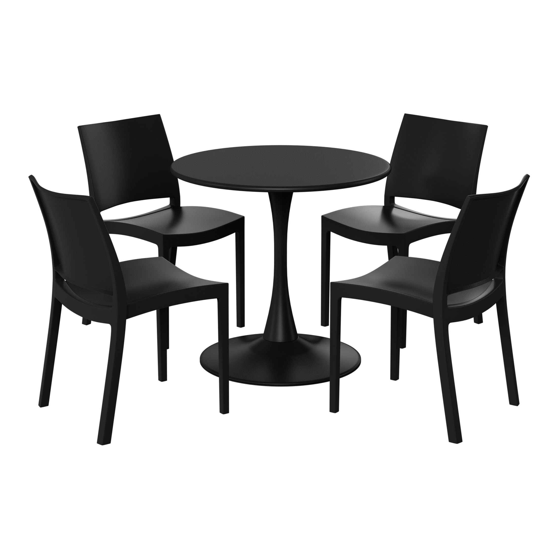 Sunshine 5-Piece Indoor Outdoor Round Metal Patio Dining Table Set With Stackable Patio Dining Side Chairs