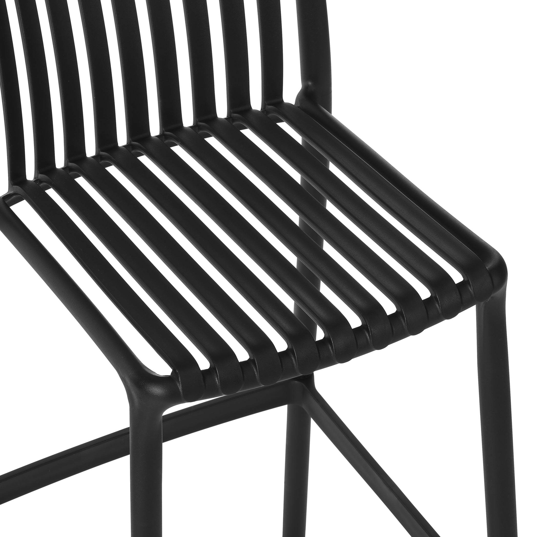 Sunshine 29.5" Outdoor Modern Polypropylene Plastic Patio Bar Height Stools (Set of 2)