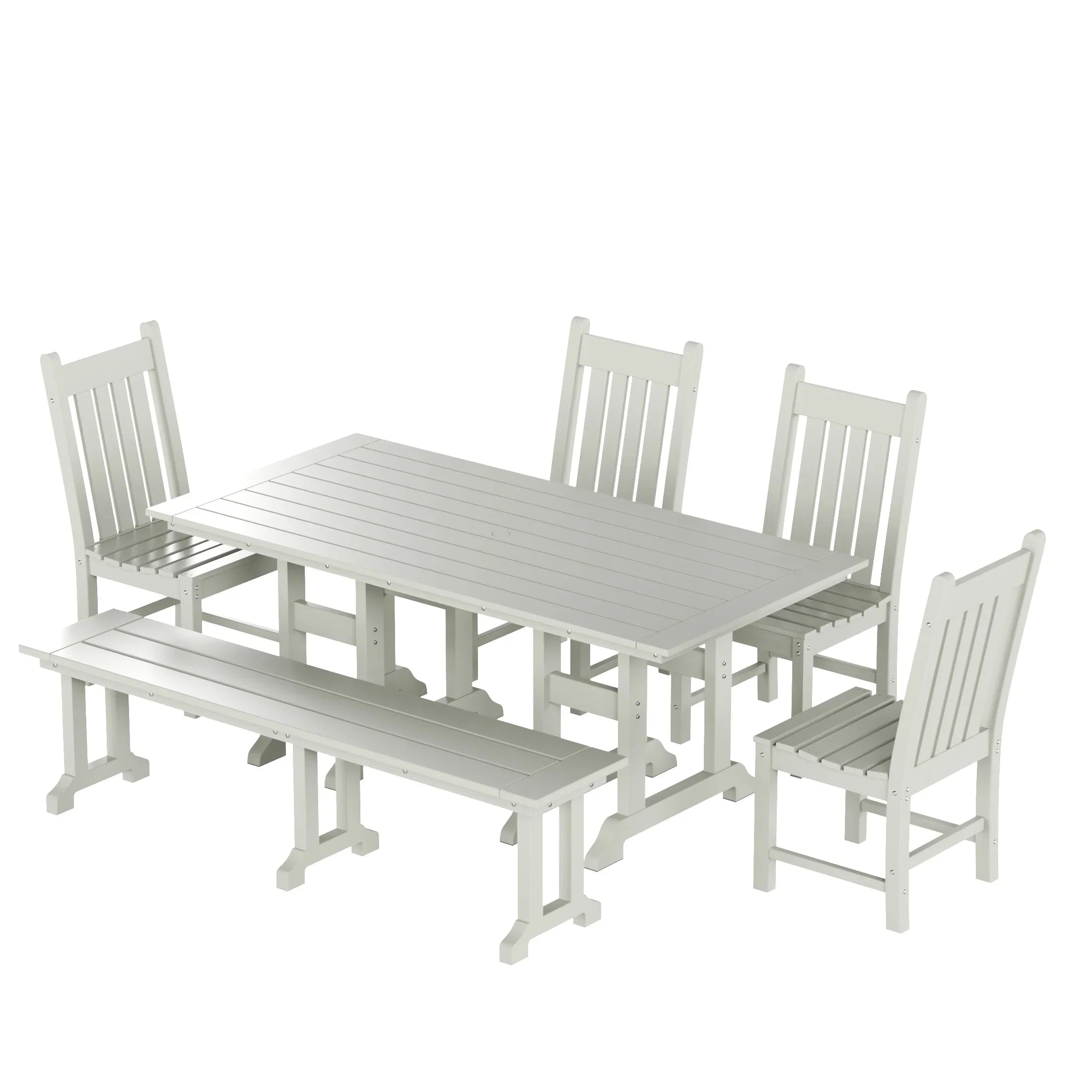 Paradise 6-Piece Outdoor Patio Dining Set Outdoor Table and Bench Chair Set
