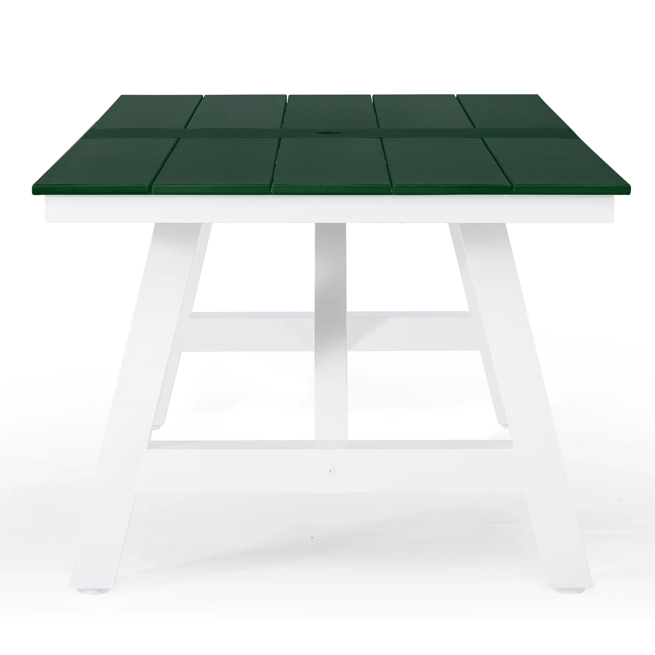Stinson 72" HDPE Rectangle Outdoor Patio Dining Table With Umbrella Hole and Metal Frame