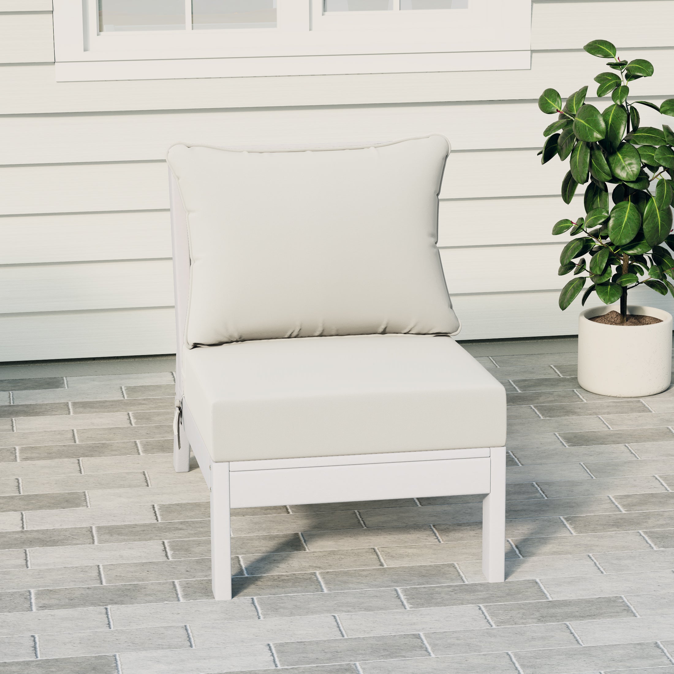 Portsmouth Outdoor HDPE Deep Seating Modular Armless Patio Chair with Patio Cushions