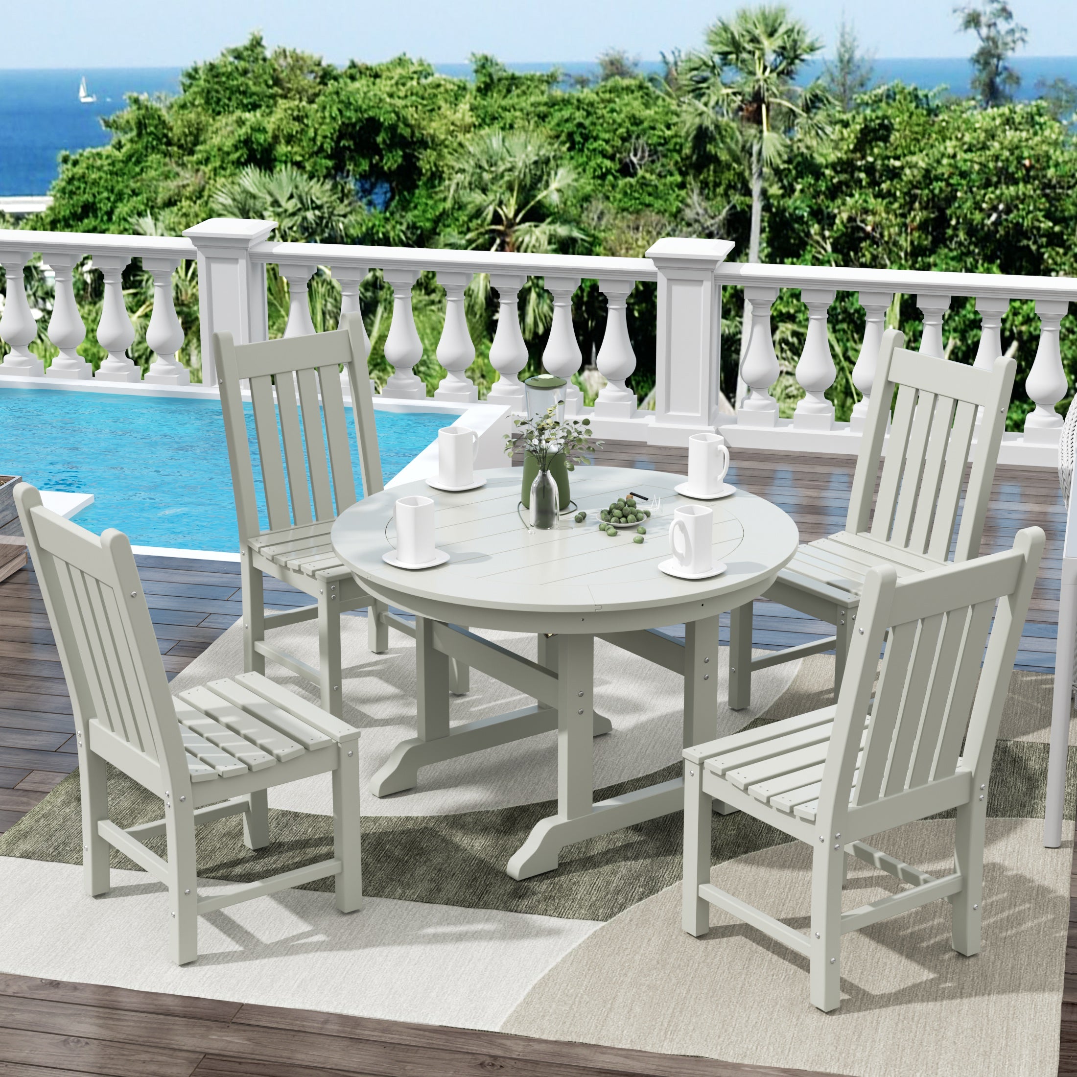 Paradise 5 Piece Outdoor Patio Dining Set Outdoor Round Table and Chair Set