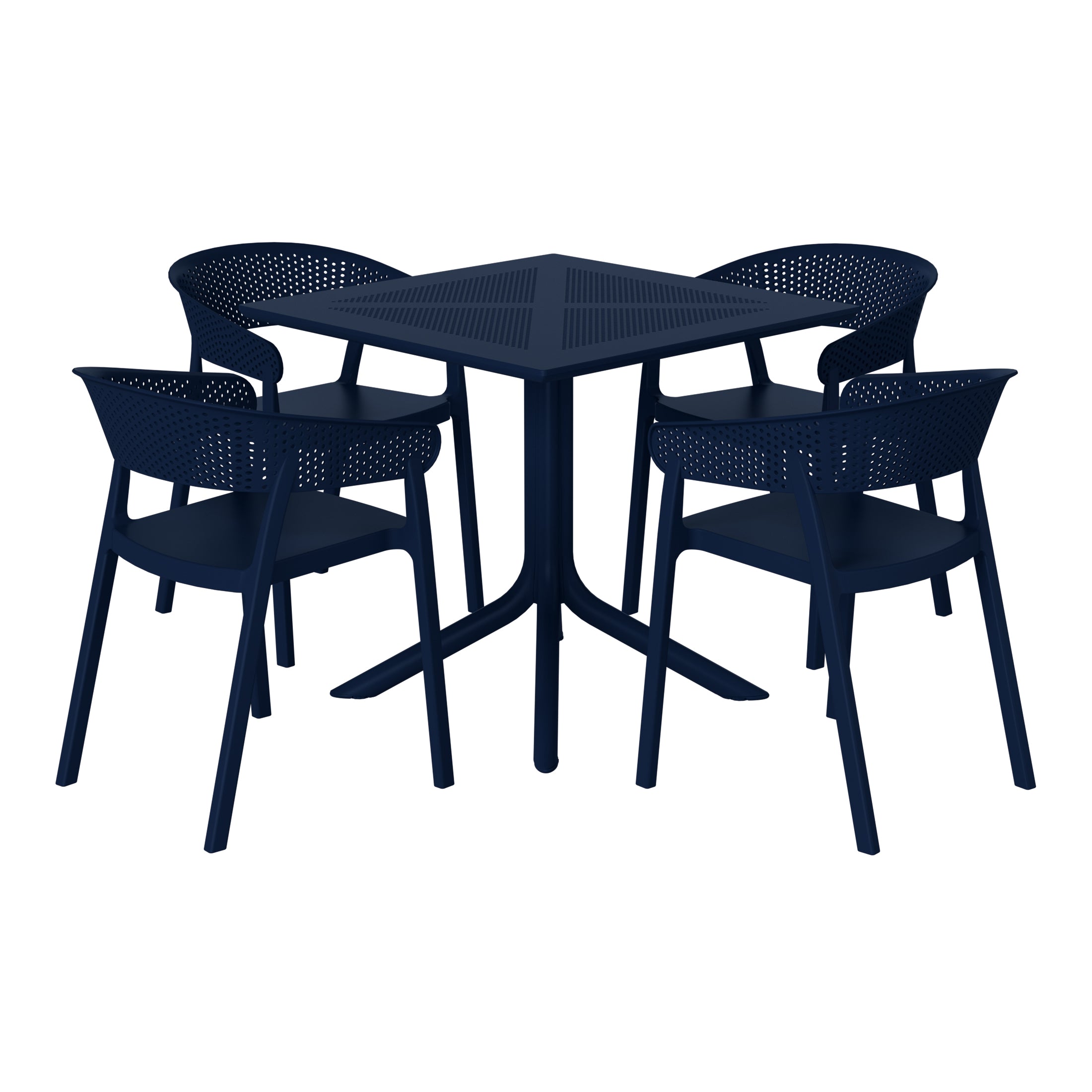 Sunshine 5-Piece Modern Patio Square Dining Table Set with Stackable Patio Dining Chairs