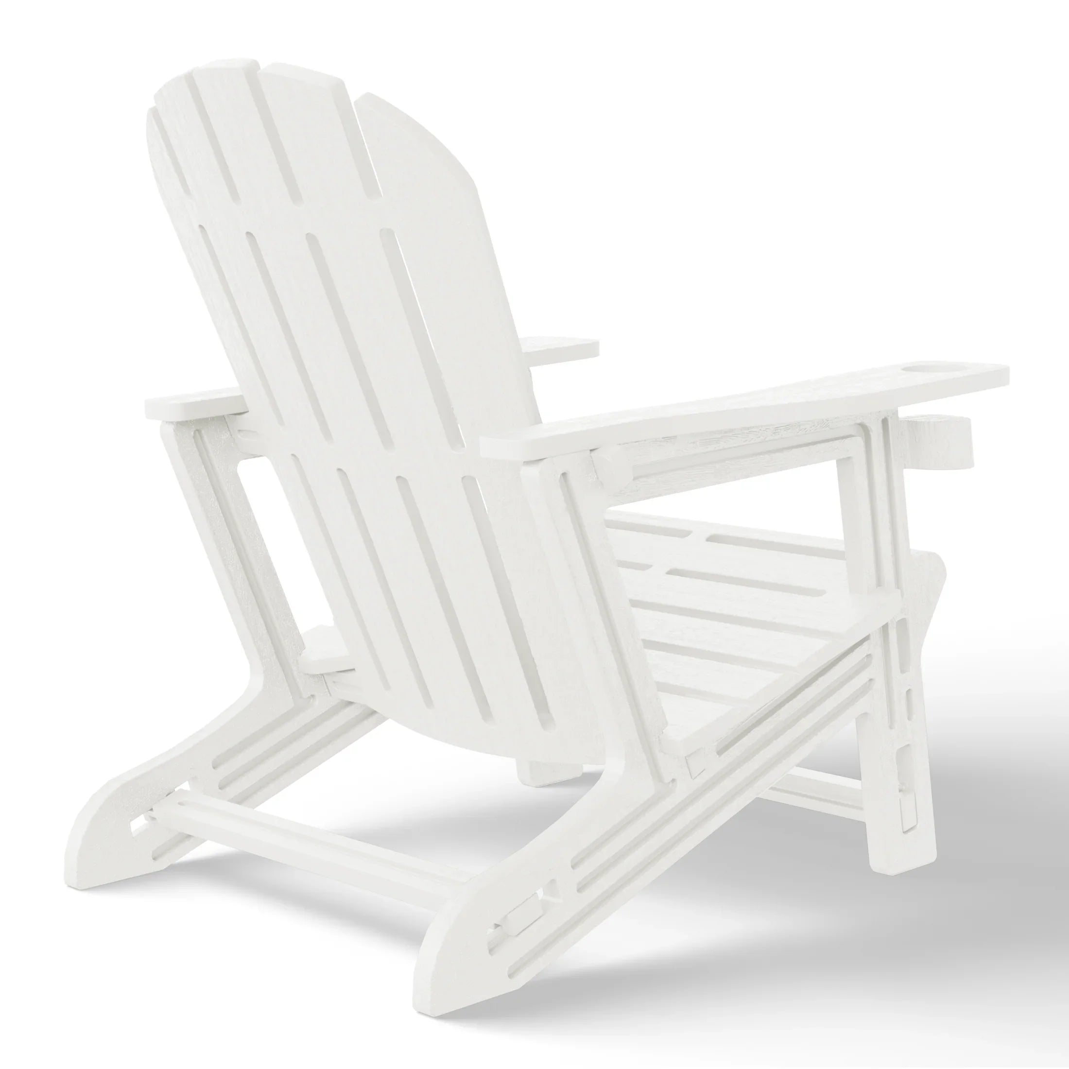 Cayman Tool-Free Assembly Outdoor Patio HDPE Plastic Adirondack Chair with Cup Holder