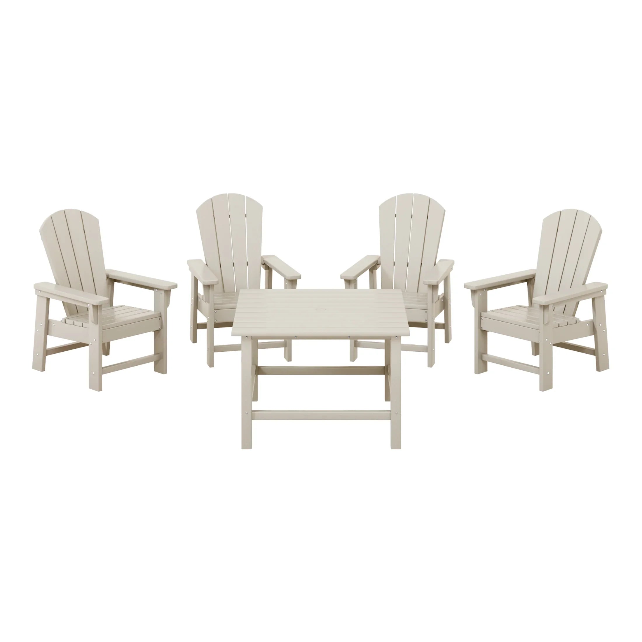 Paradise Kids 5-Piece HDPE Outdoor Square Patio Dining Table and Chairs Set