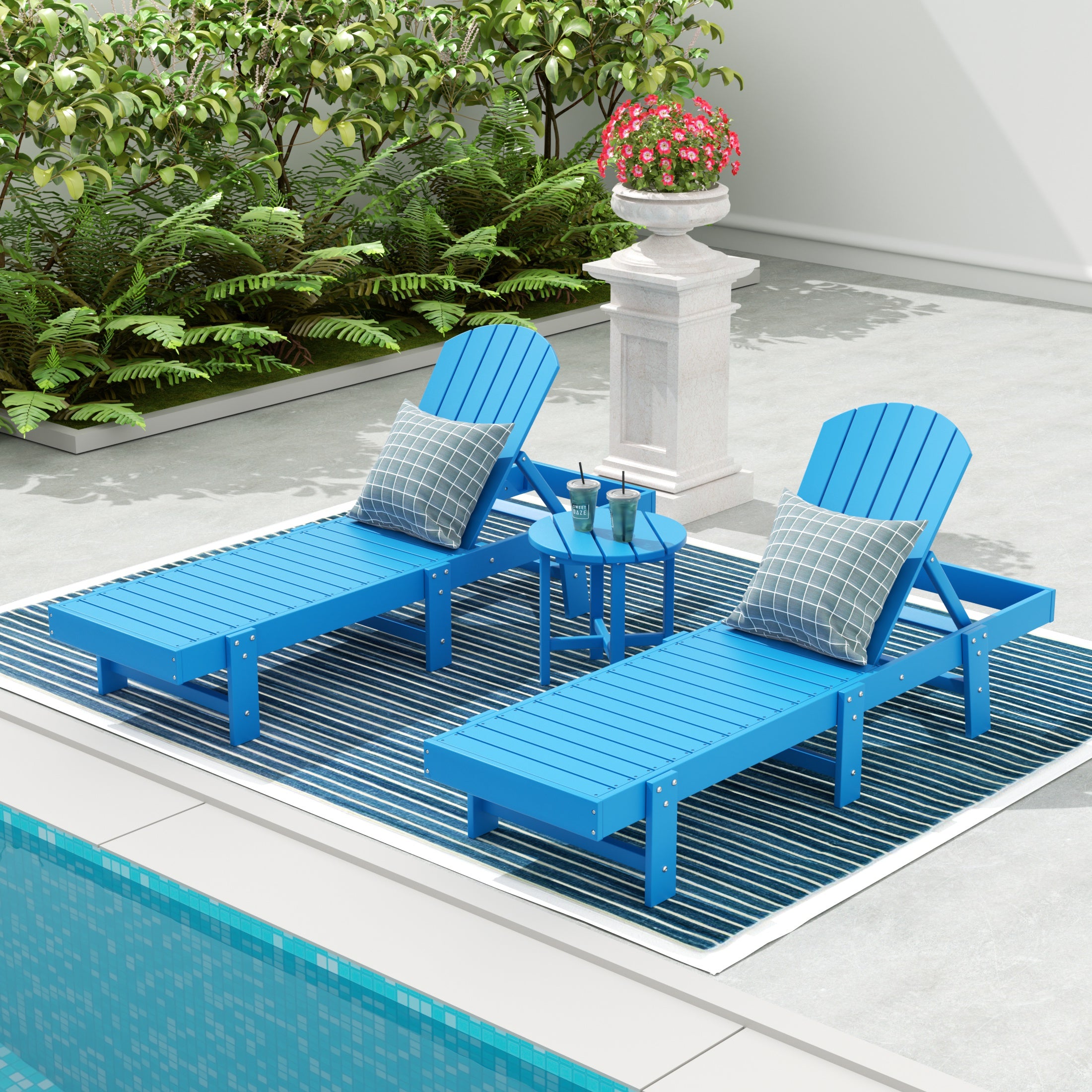 Portside 3 Piece Adirondack Poly Reclining Chaise Lounge