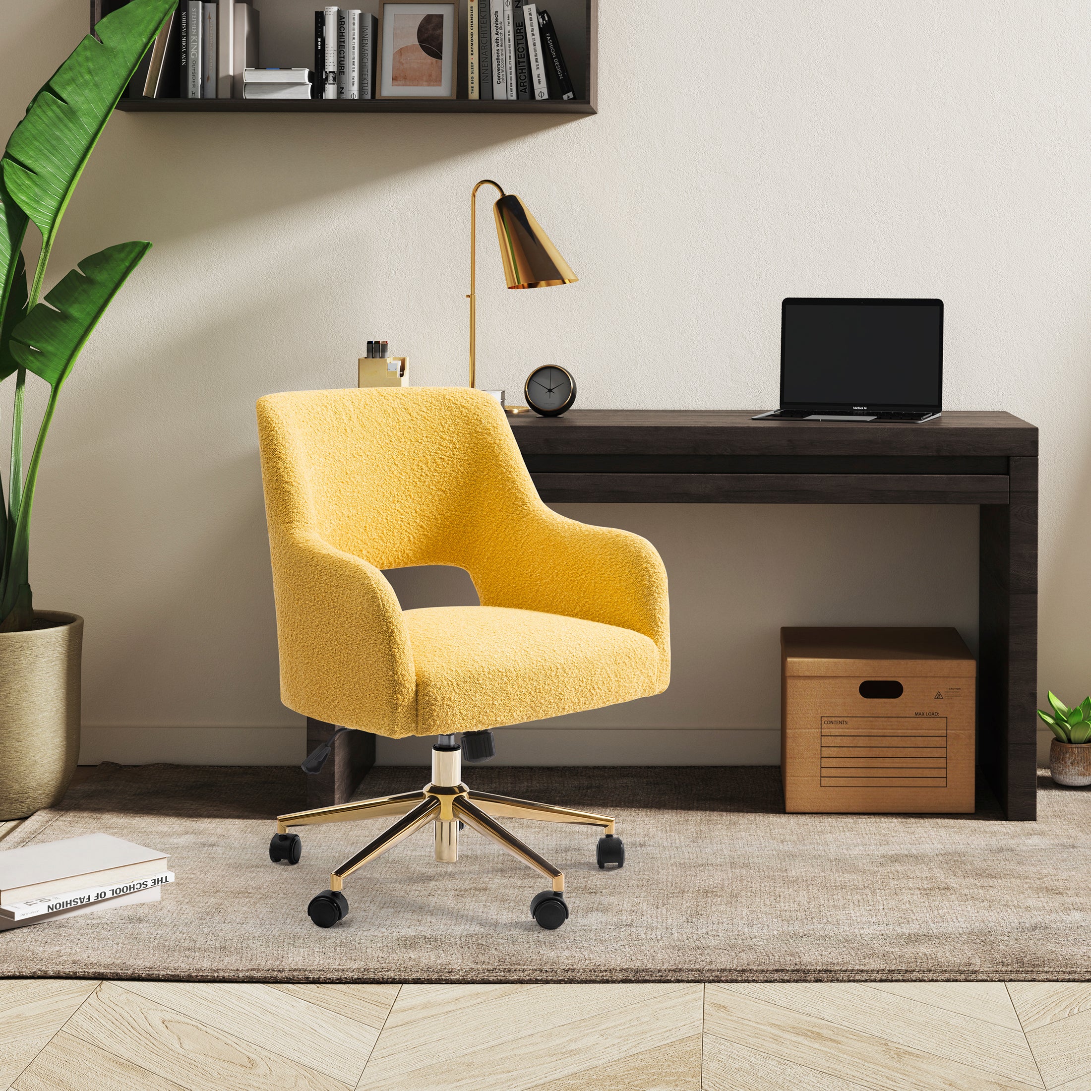 Amélie Mid-Century Modern Swivel Office Vanity Chair with Wheels