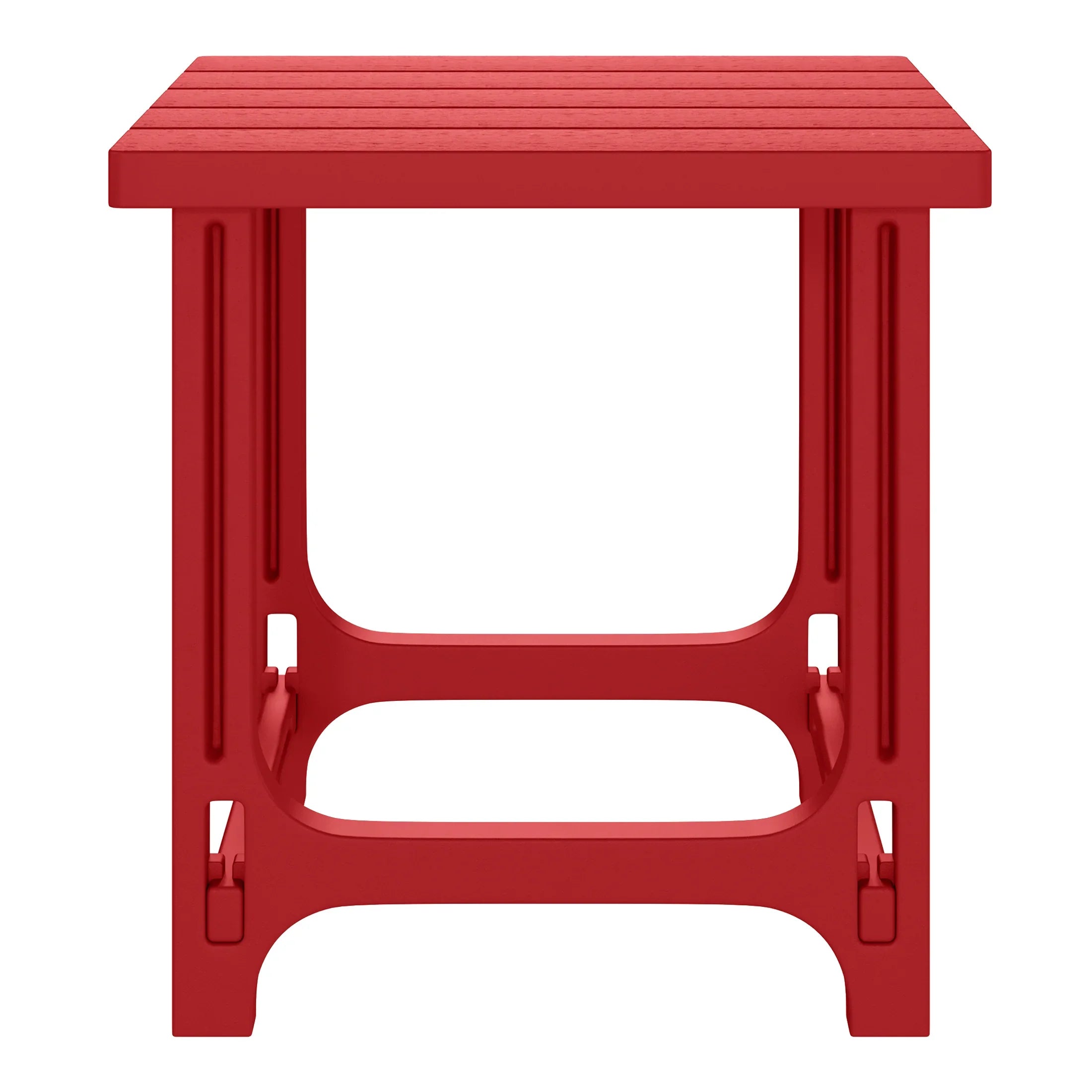 Cayman 3-Piece HDPE Plastic Adirondack Patio Chairs With 18" Square Side Table Set