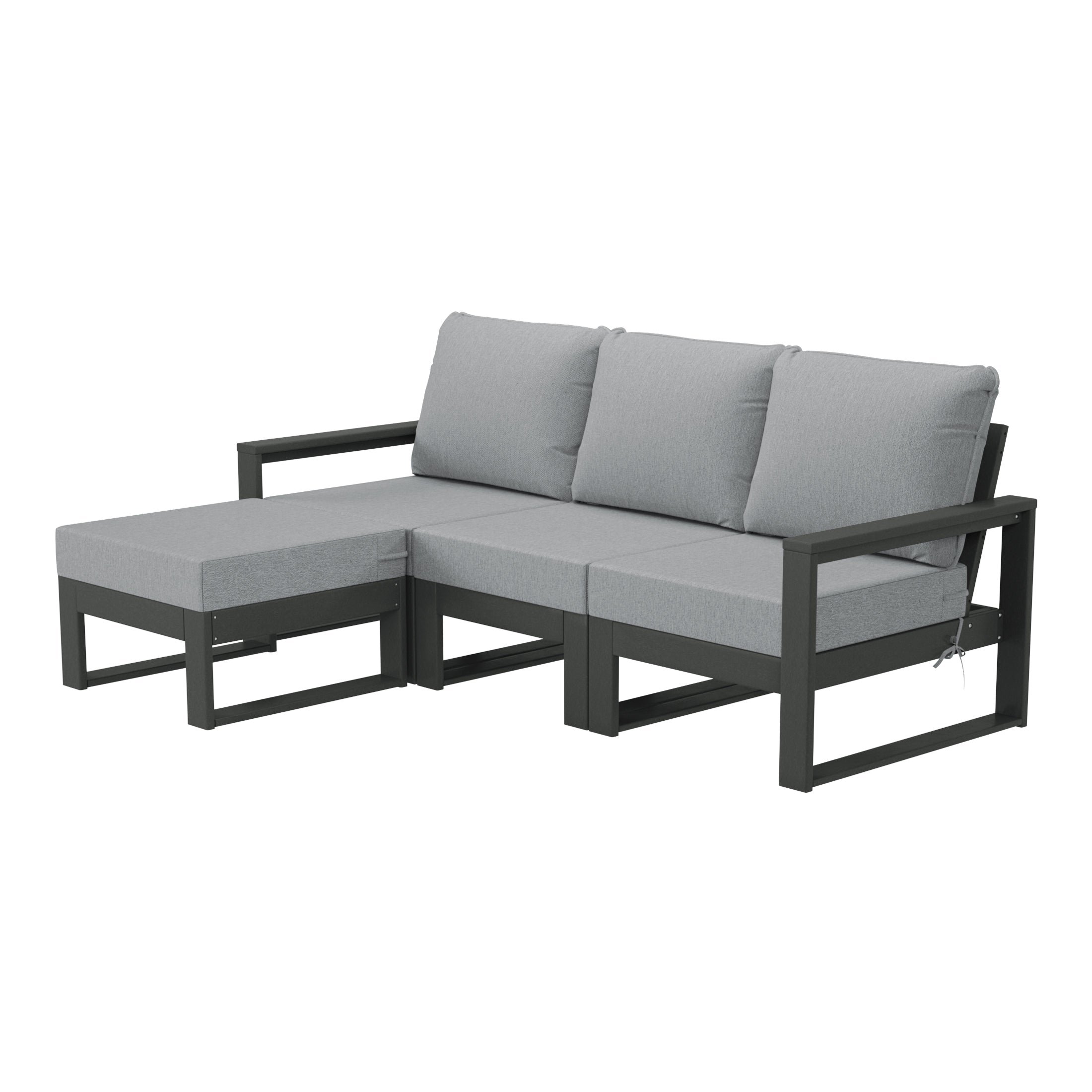 Rockaway 4-Piece Outdoor HDPE All-Weather Modern Deep Seating Patio Sofa Sectional Set with Waterproof Cushions