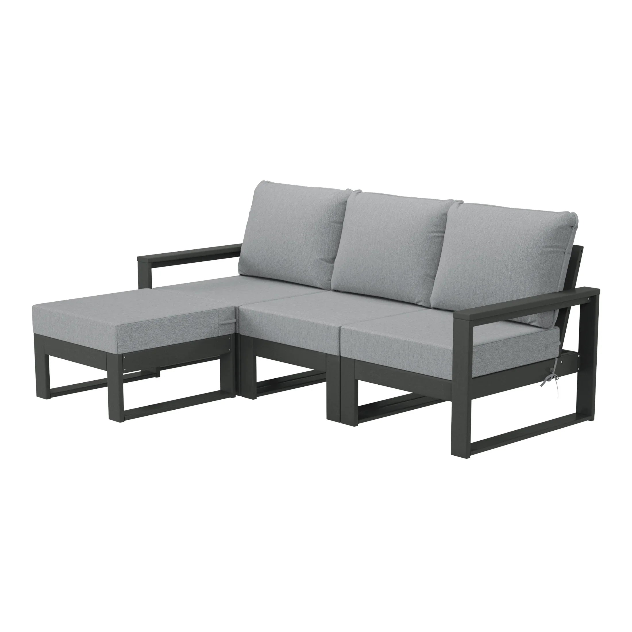 Rockaway 4-Piece Outdoor HDPE All-Weather Modern Deep Seating Patio Sofa Sectional Set with Waterproof Cushions