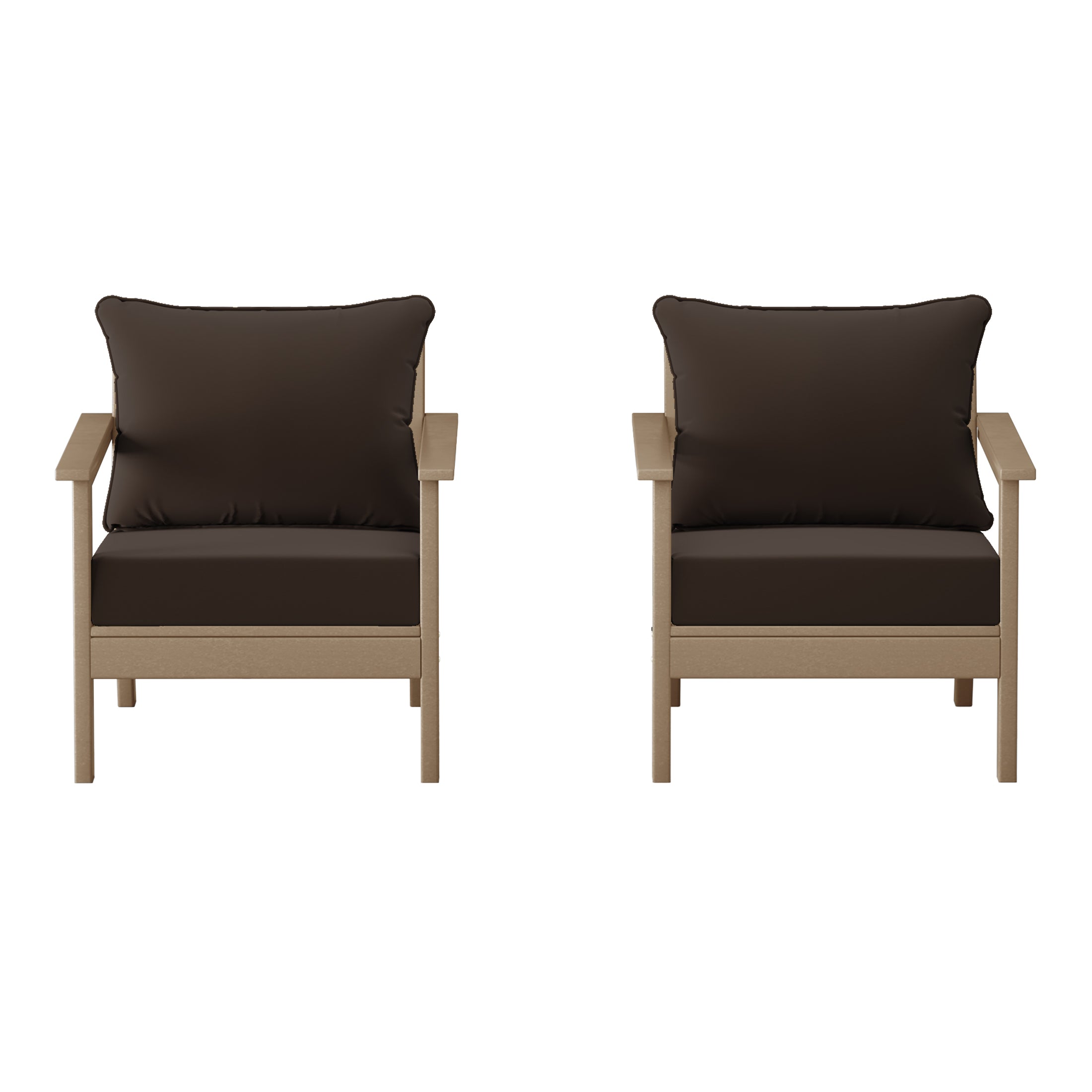 Portsmouth Outdoor Modern HDPE Patio Club Chairs with Deep Seat Cushions (Set of 2)