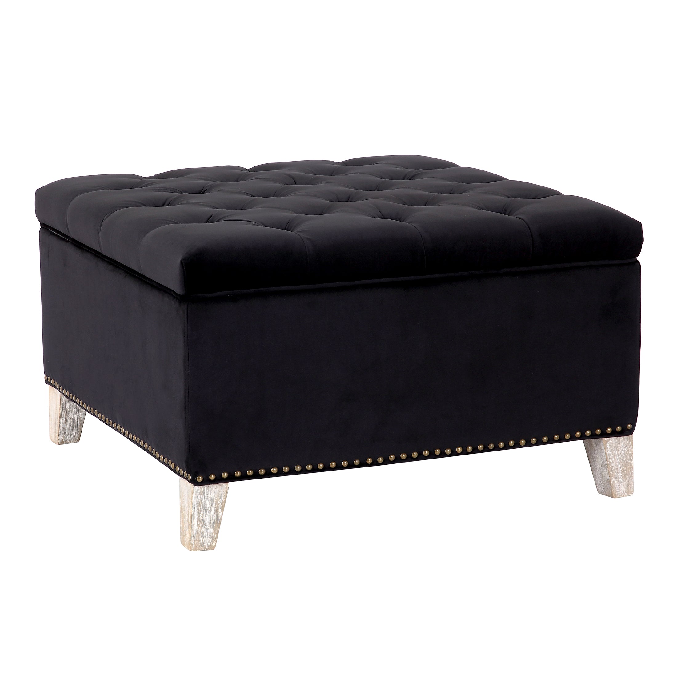 Hank Square Velvet Tufted Storage Ottoman