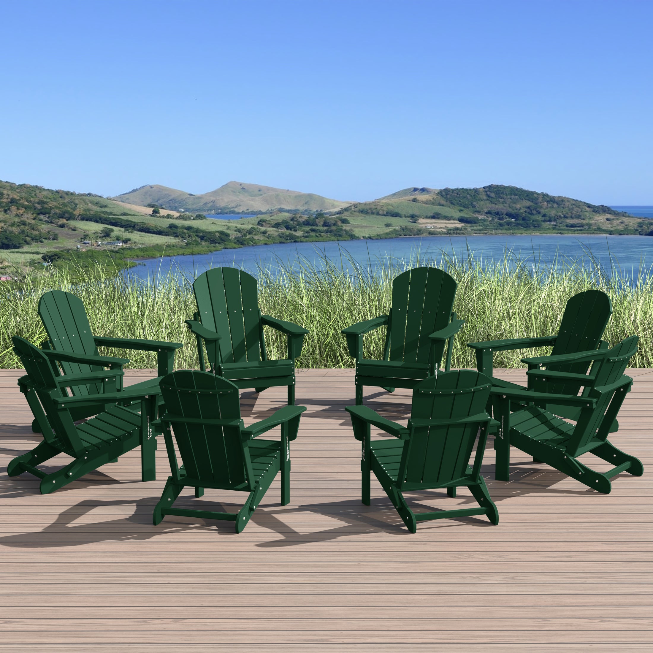 Paradise Outdoor Folding Poly Adirondack Chair (Set of 8)