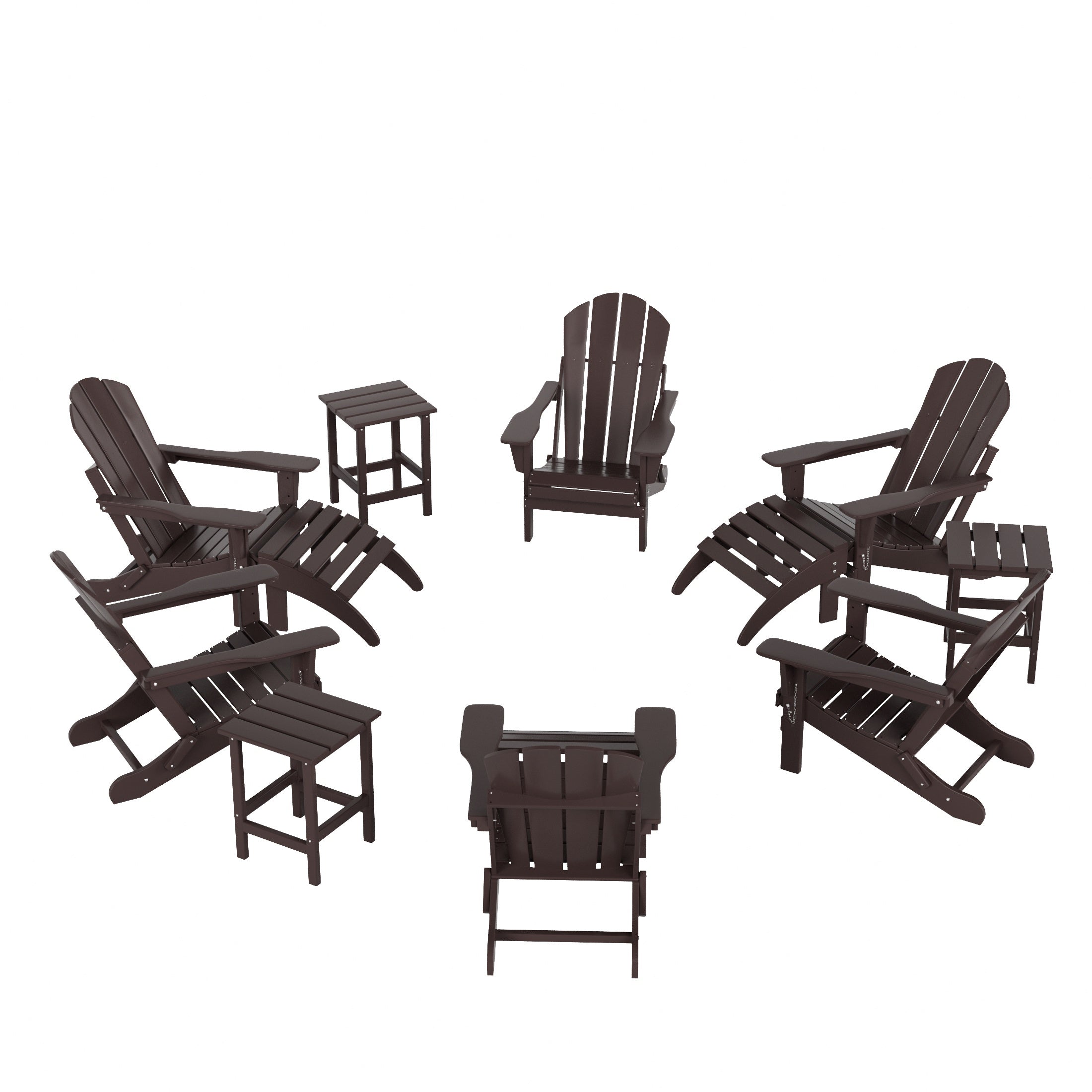 Paradise 12-Piece Outdoor Folding Poly Adirondack Chair With Ottoman And Side Table