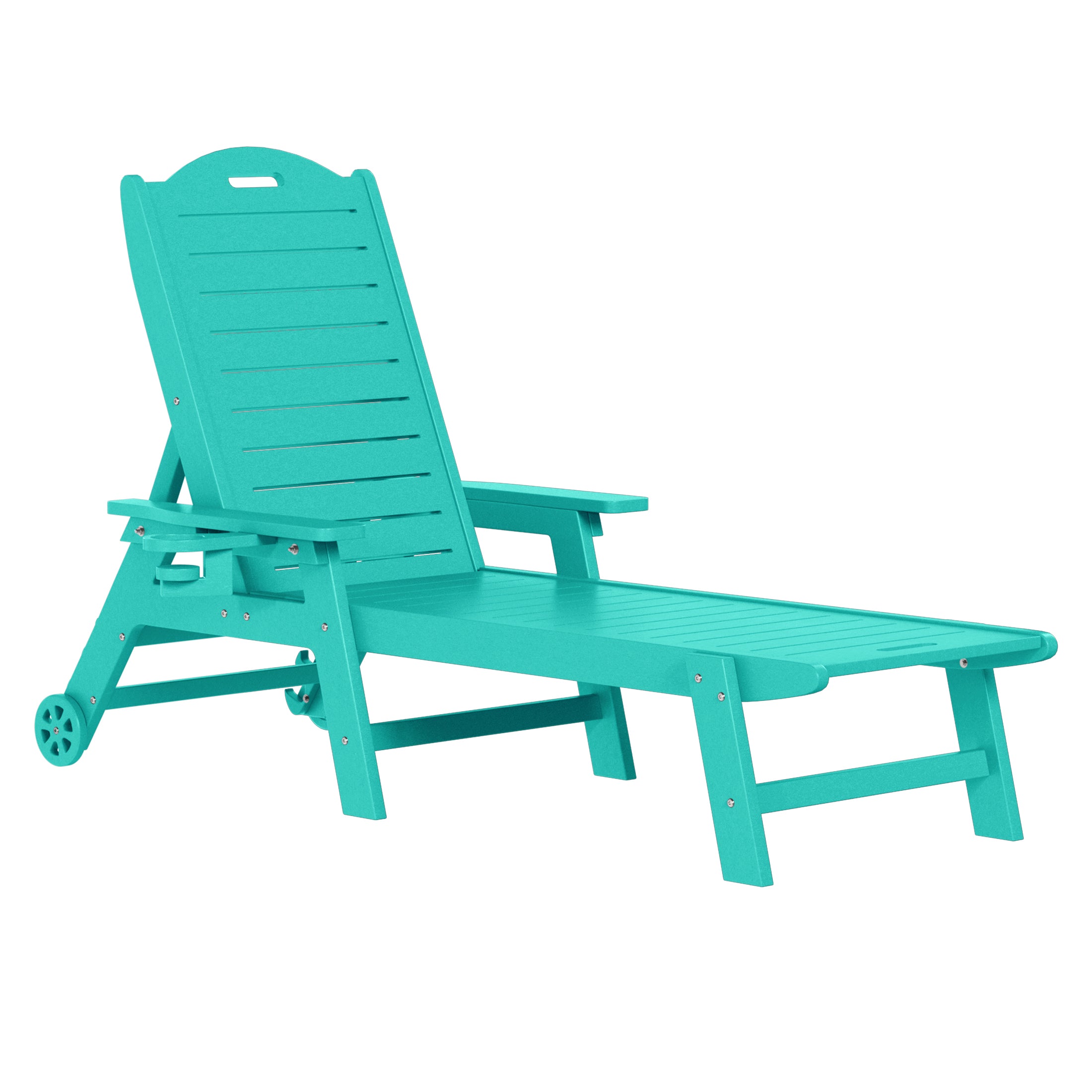 Lago 2-Piece Outdoor Patio Chaise Lounge Chair with Wheels & Cup Holder with Patio Side Table