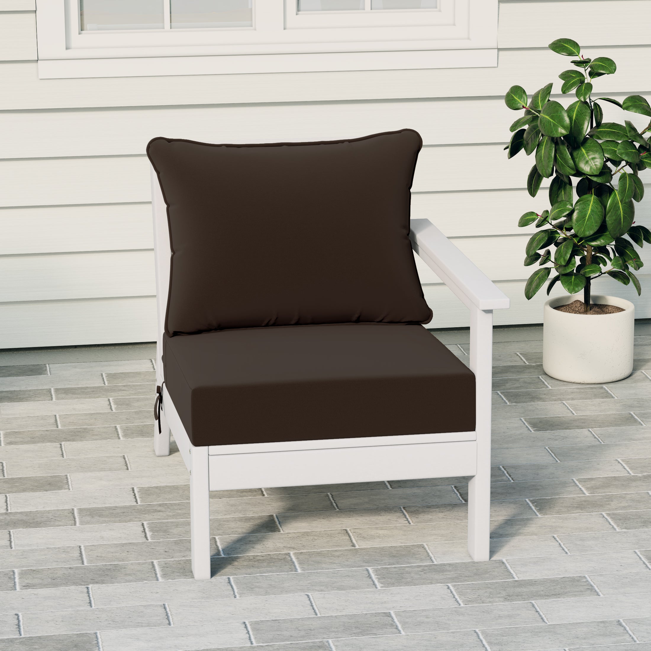 Portsmouth Outdoor Patio HDPE Right Arm Sectional Corner Club Chair with Patio Cushions