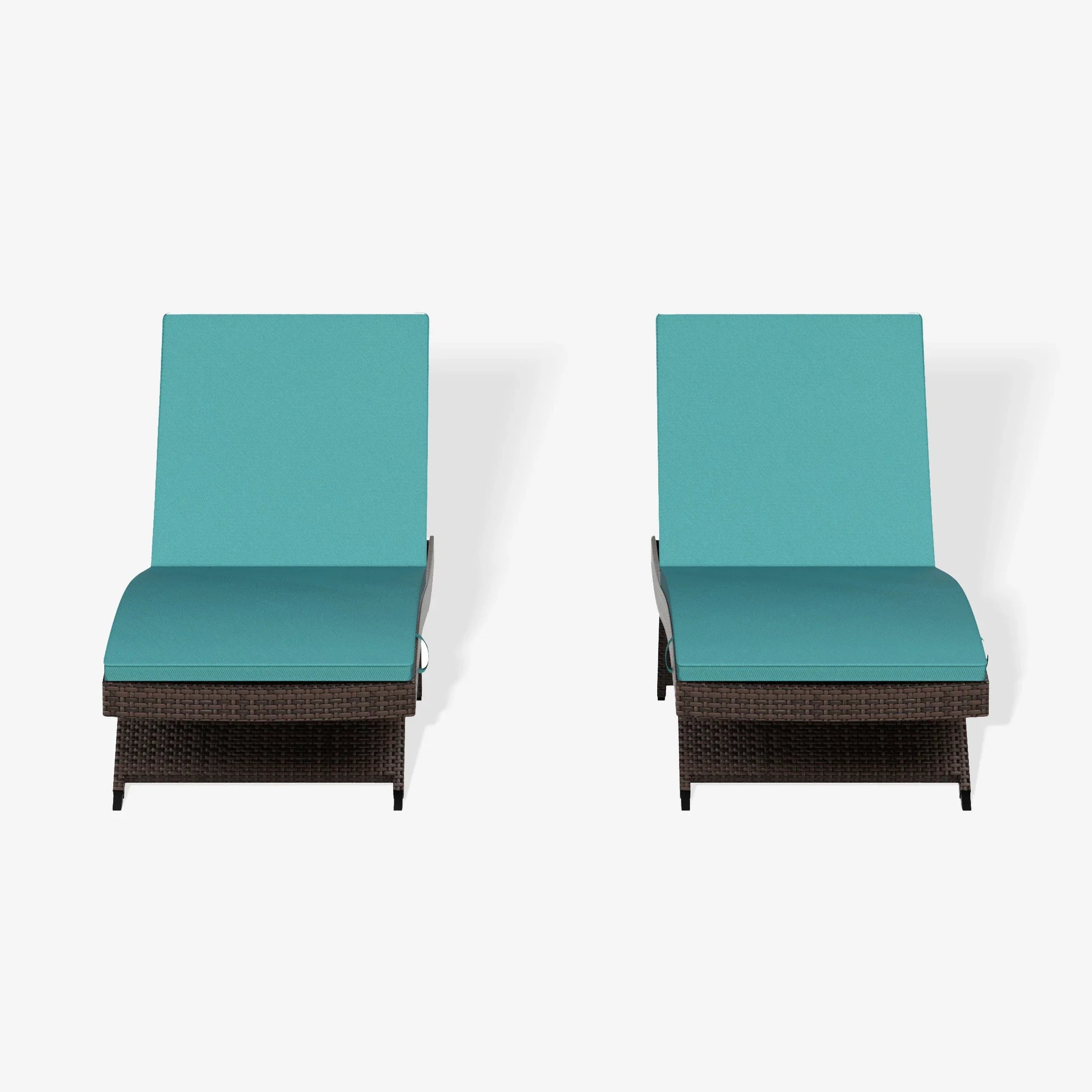Bahama Brown Rattan Wicker Outdoor Patio Chaise Lounge with Cushion (Set of 2)