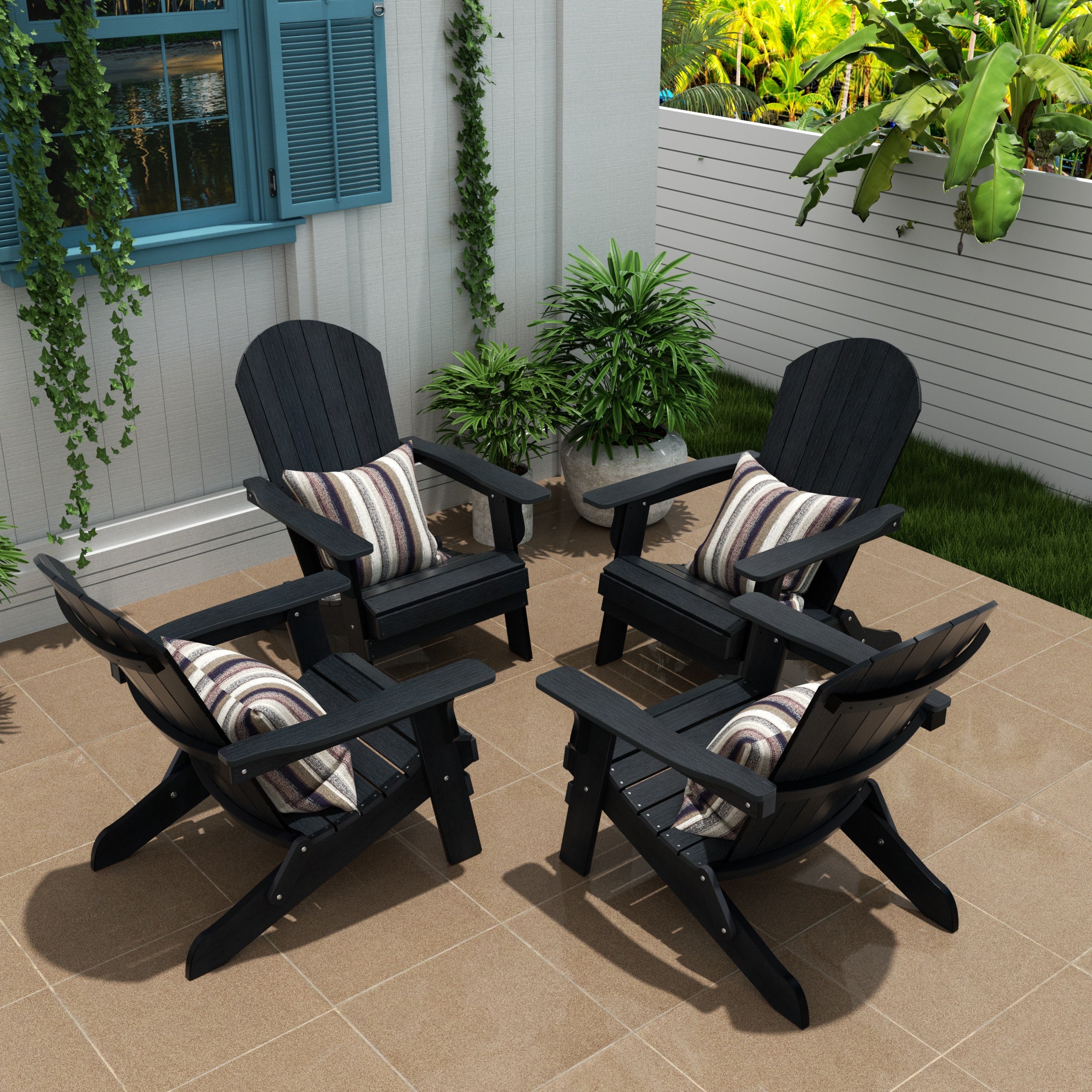 Florence Outdoor Folding Adirondack Seashell Chair (Set of 4)