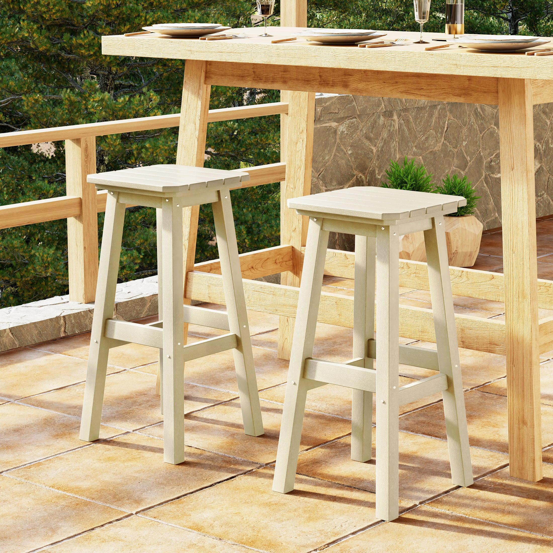 Paradise 29" HDPE Outdoor Patio Square Bar Stools (Set of 2)