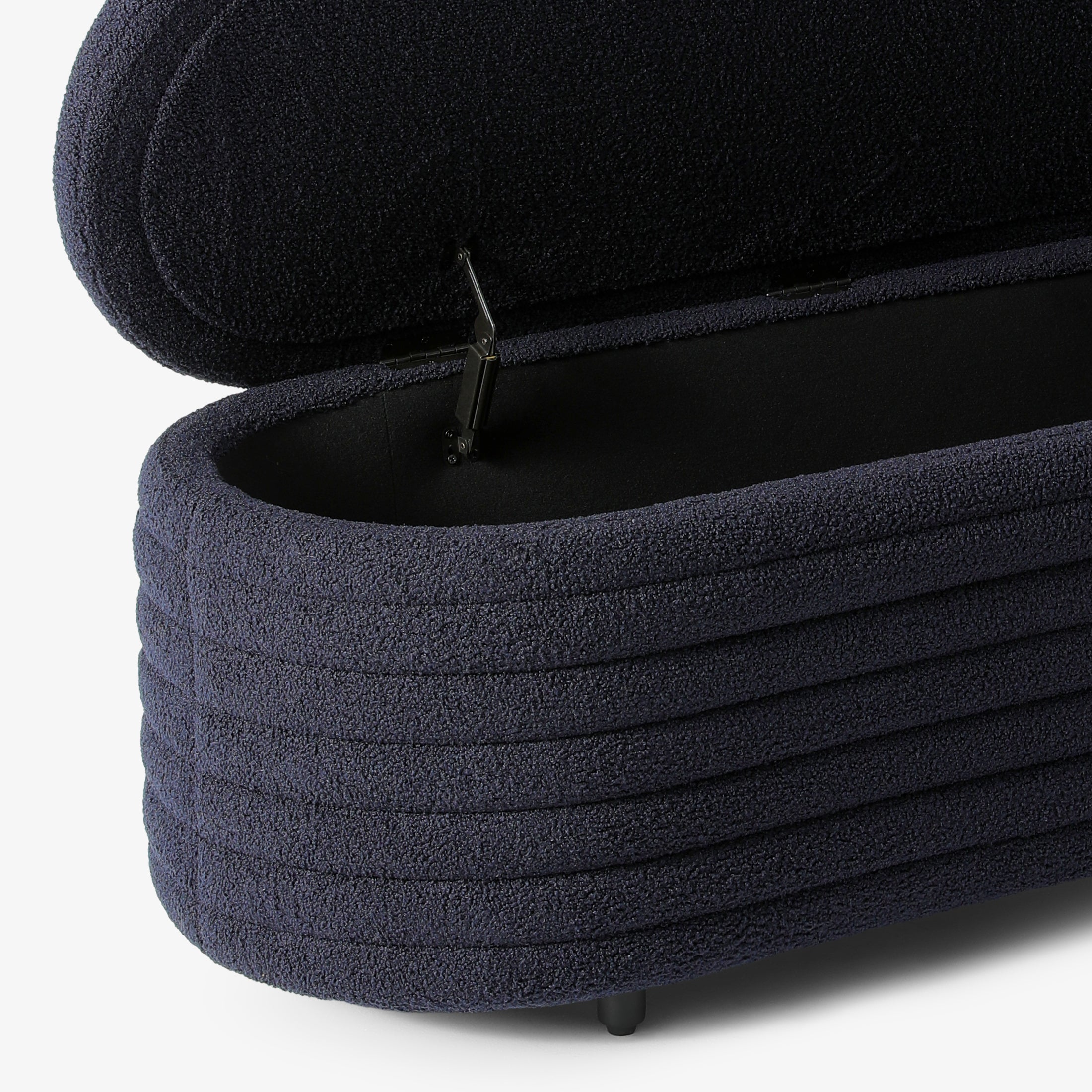 Celine 54" Wide Mid-Century Modern Upholstered Teddy Sherpa Tufted Oval Storage Ottoman Bench