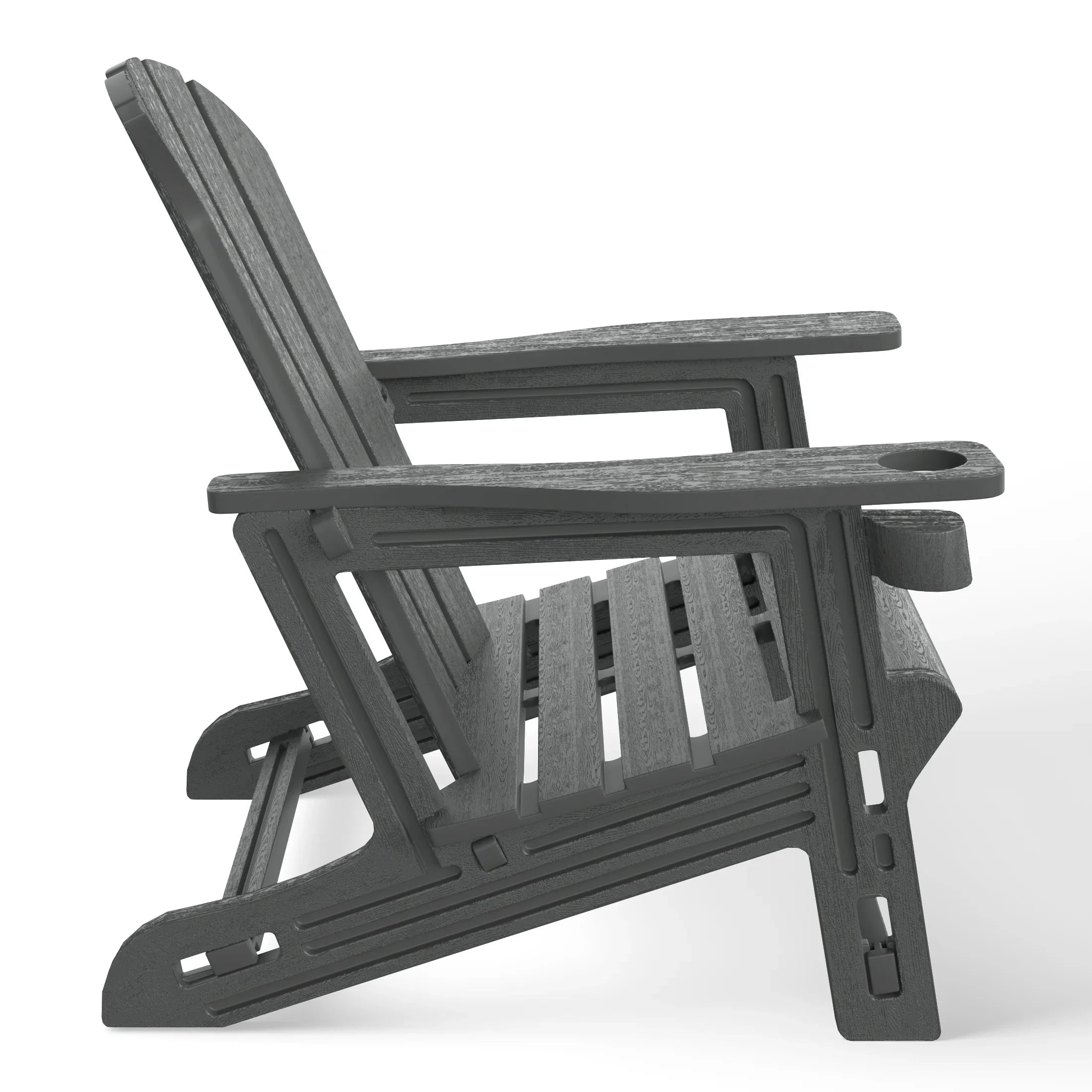 Cayman 3-Piece HDPE Outdoor Patio Adirondack Chair with Ottoman and 18" Side Table Set