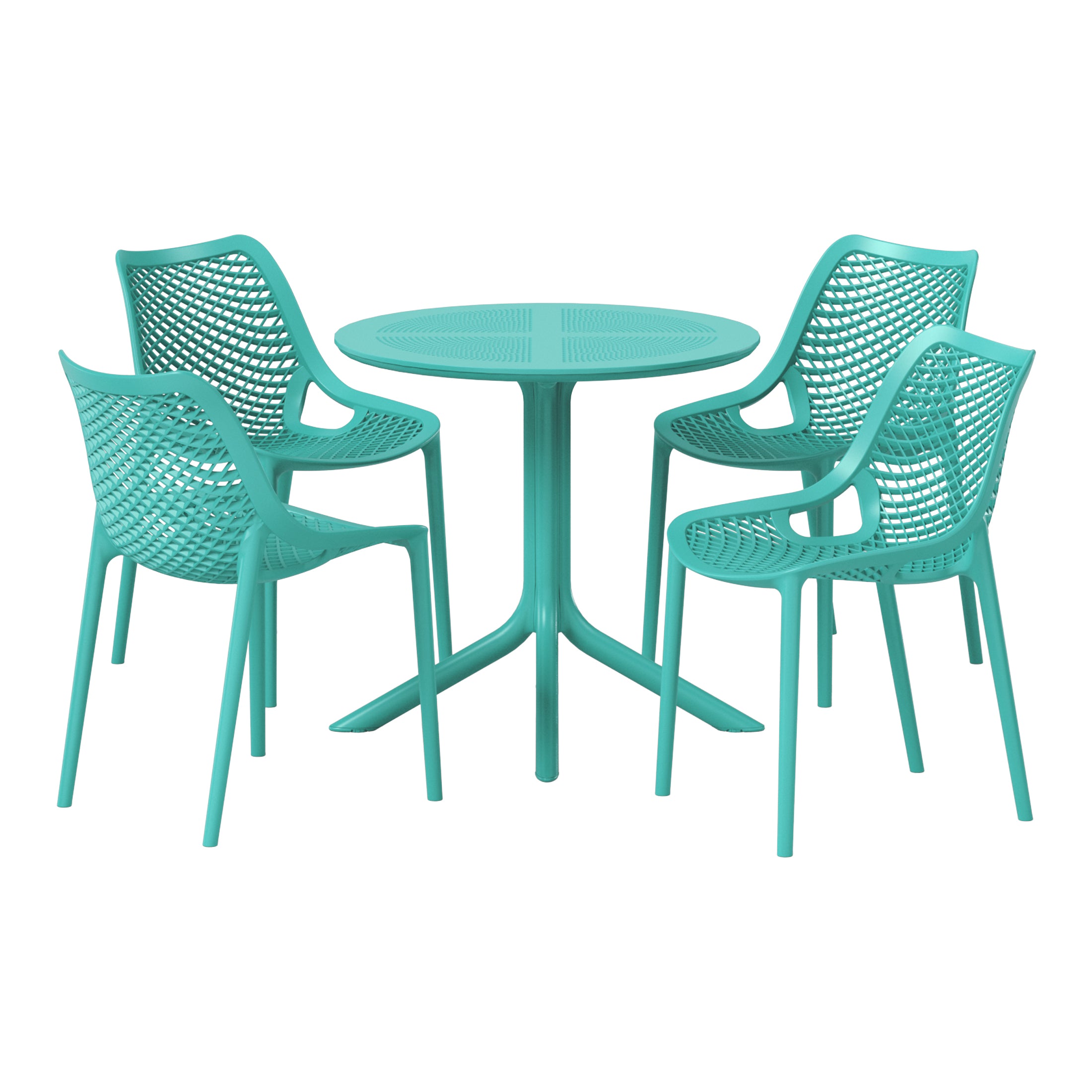 Sunshine 5-Piece Modern Round Patio Dining Table Set with Stackable Patio Dining Chairs