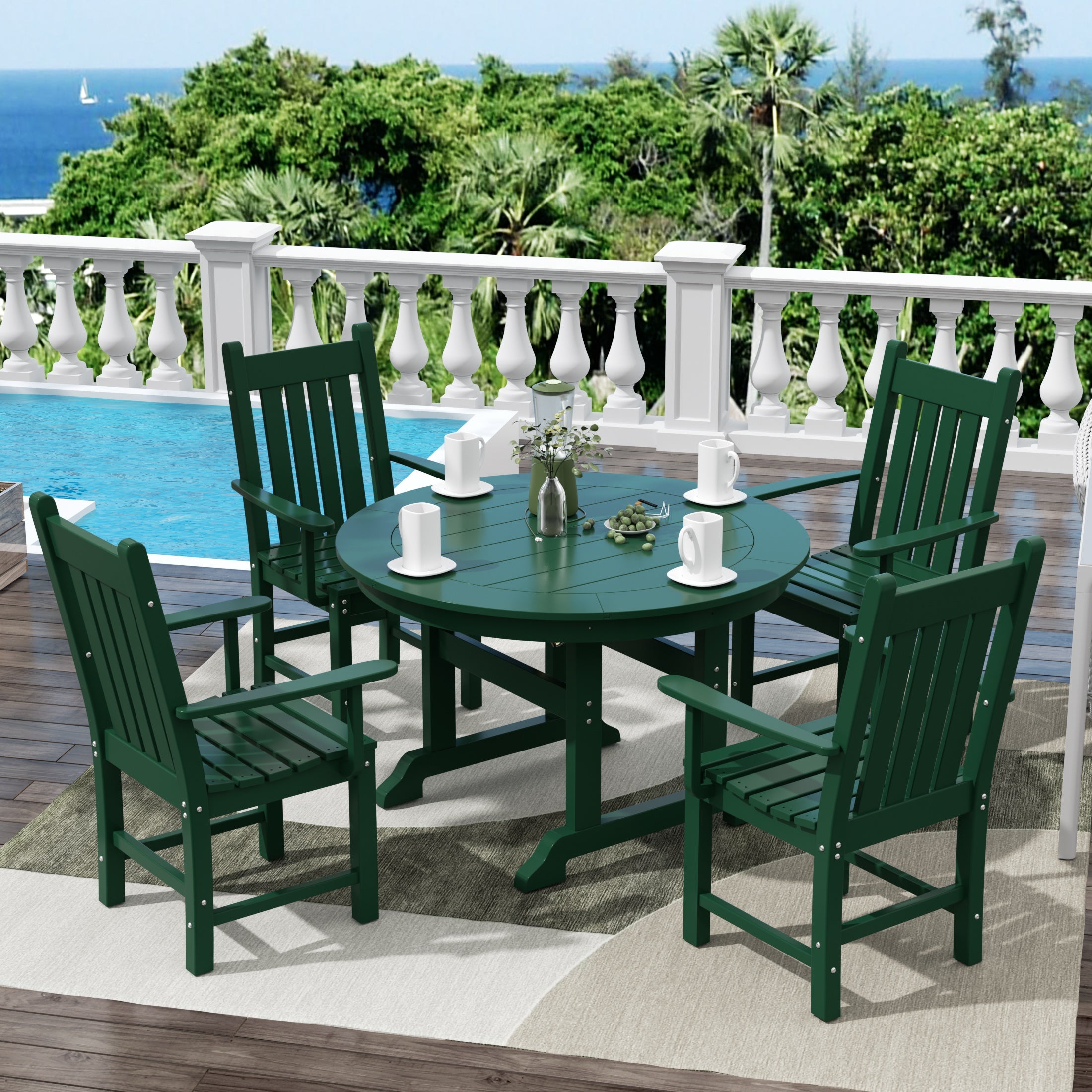 Paradise 5 Piece Outdoor Patio Dining Set Outdoor Round Table and Armchair Set