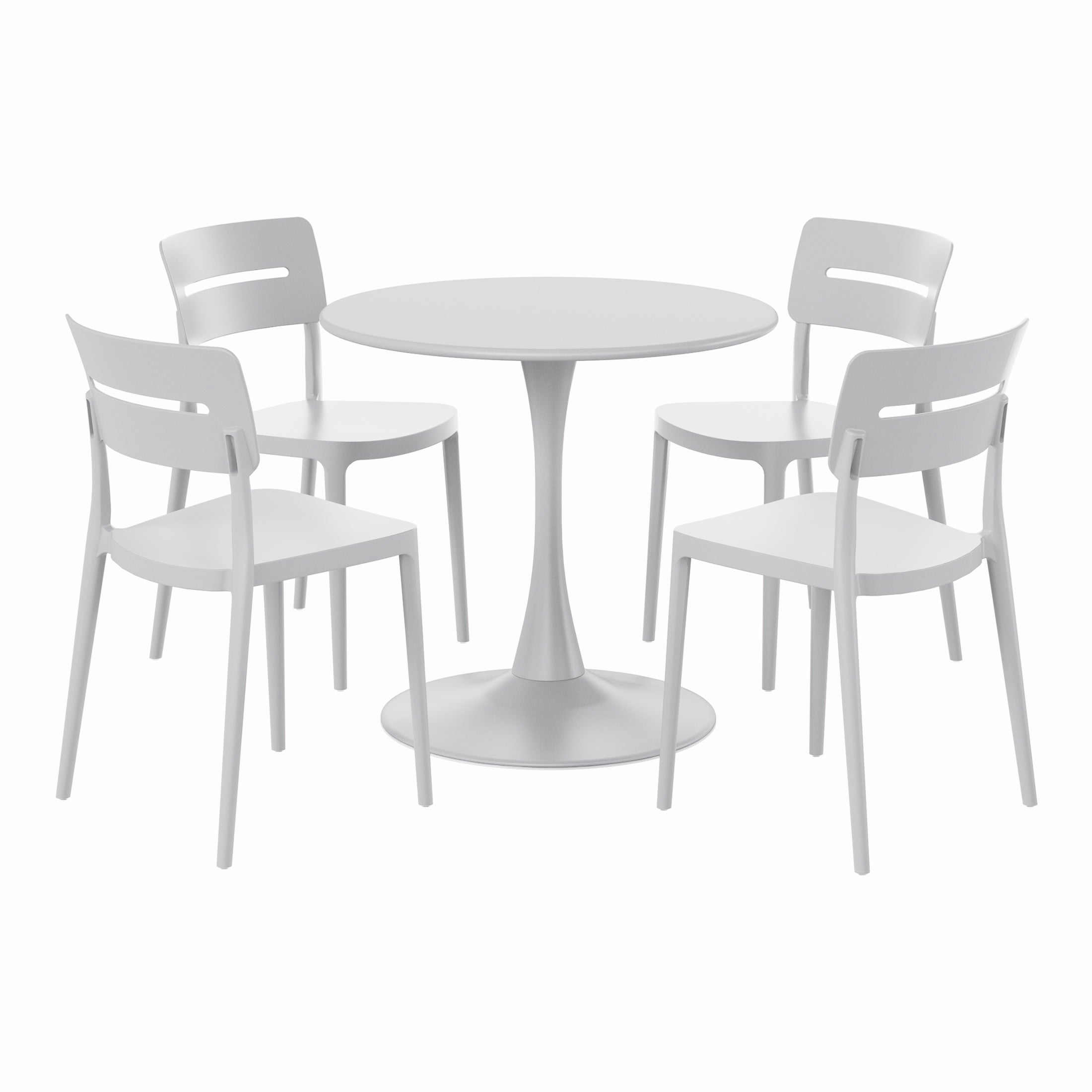 Sunshine 5-Piece Outdoor Indoor Round Metal Patio Dining Table Set With Stackable Patio Chairs