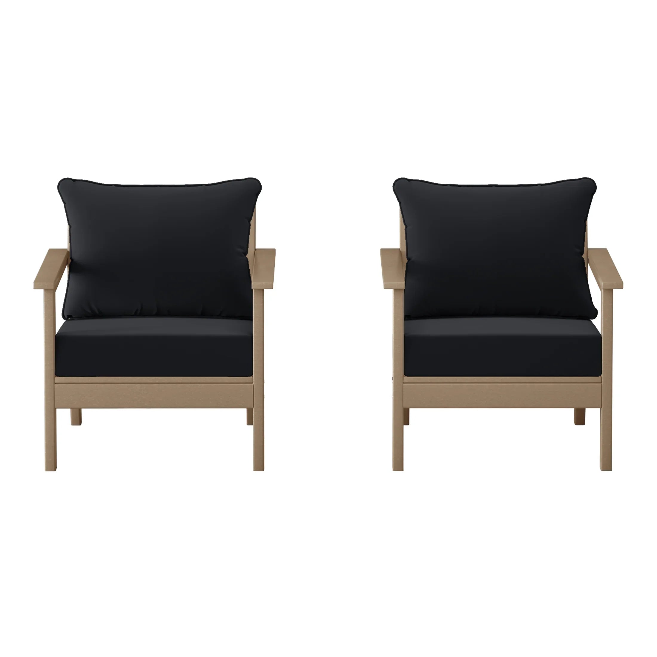 Portsmouth Outdoor Modern HDPE Patio Club Chairs with Deep Seat Cushions (Set of 2)