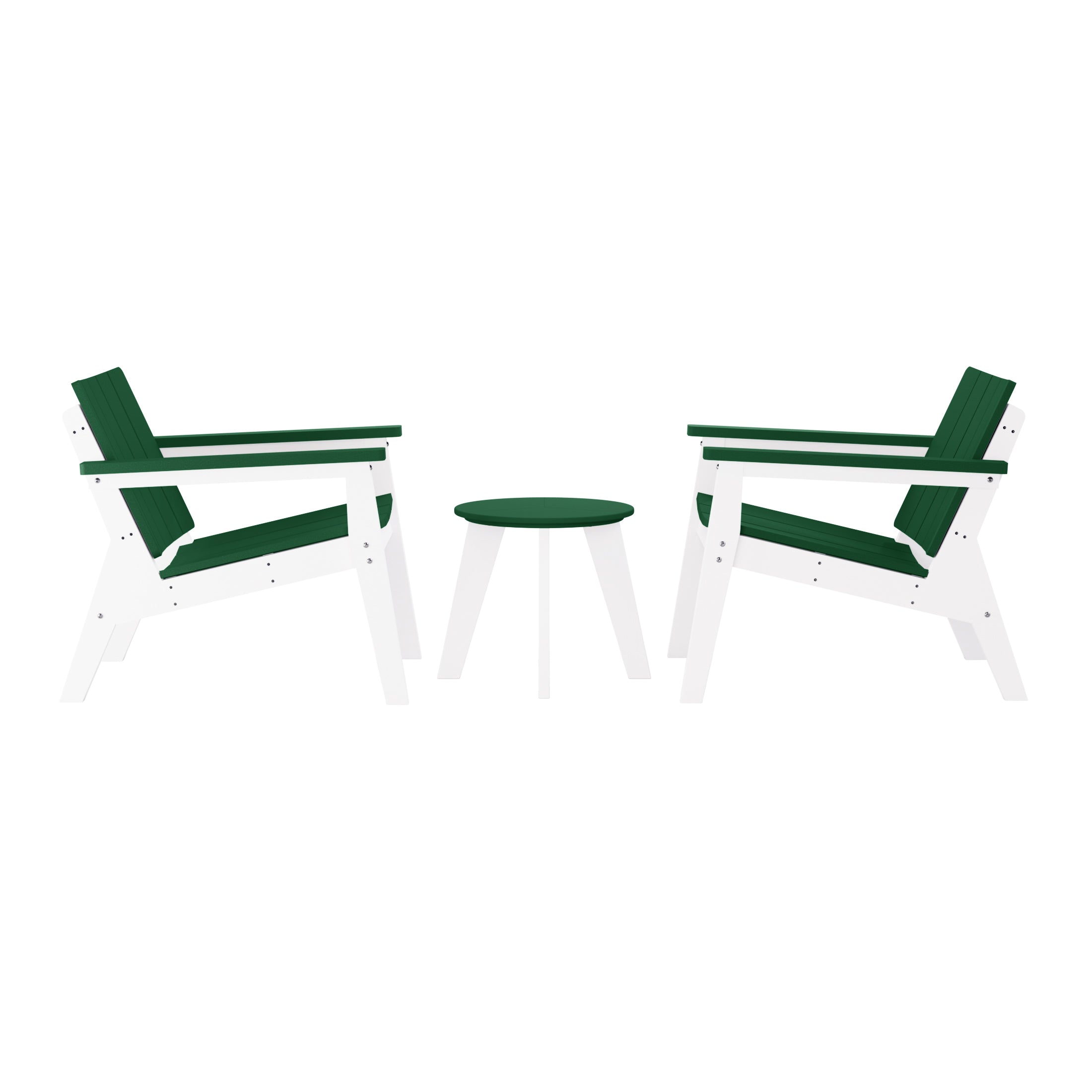 Seaside 3-Piece Outdoor HDPE Conversation Set with Deep Seating Chairs and Round Side Table