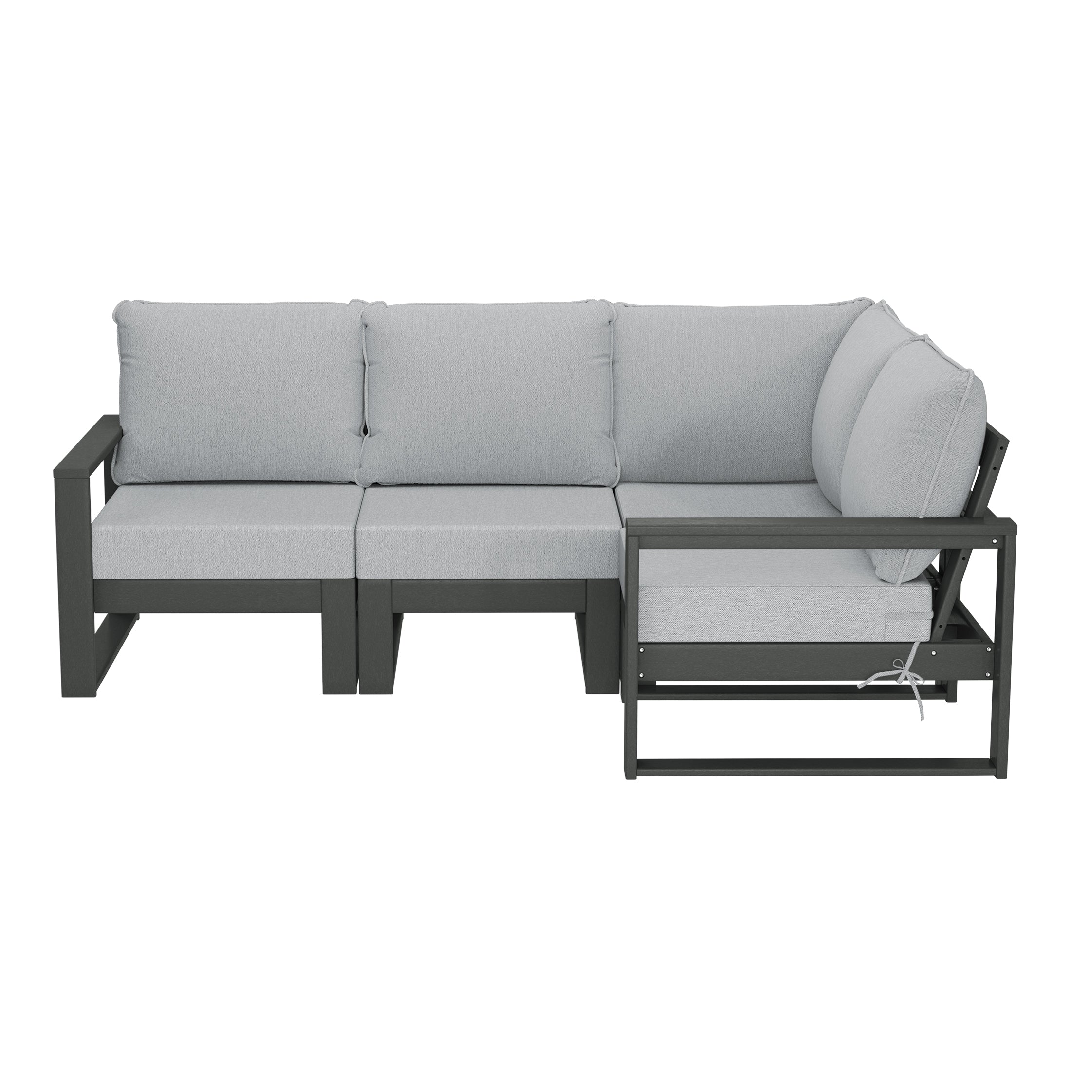 Rockaway Outdoor 4-Piece HDPE L-Shaped Modular Patio Sofa Furniture Set