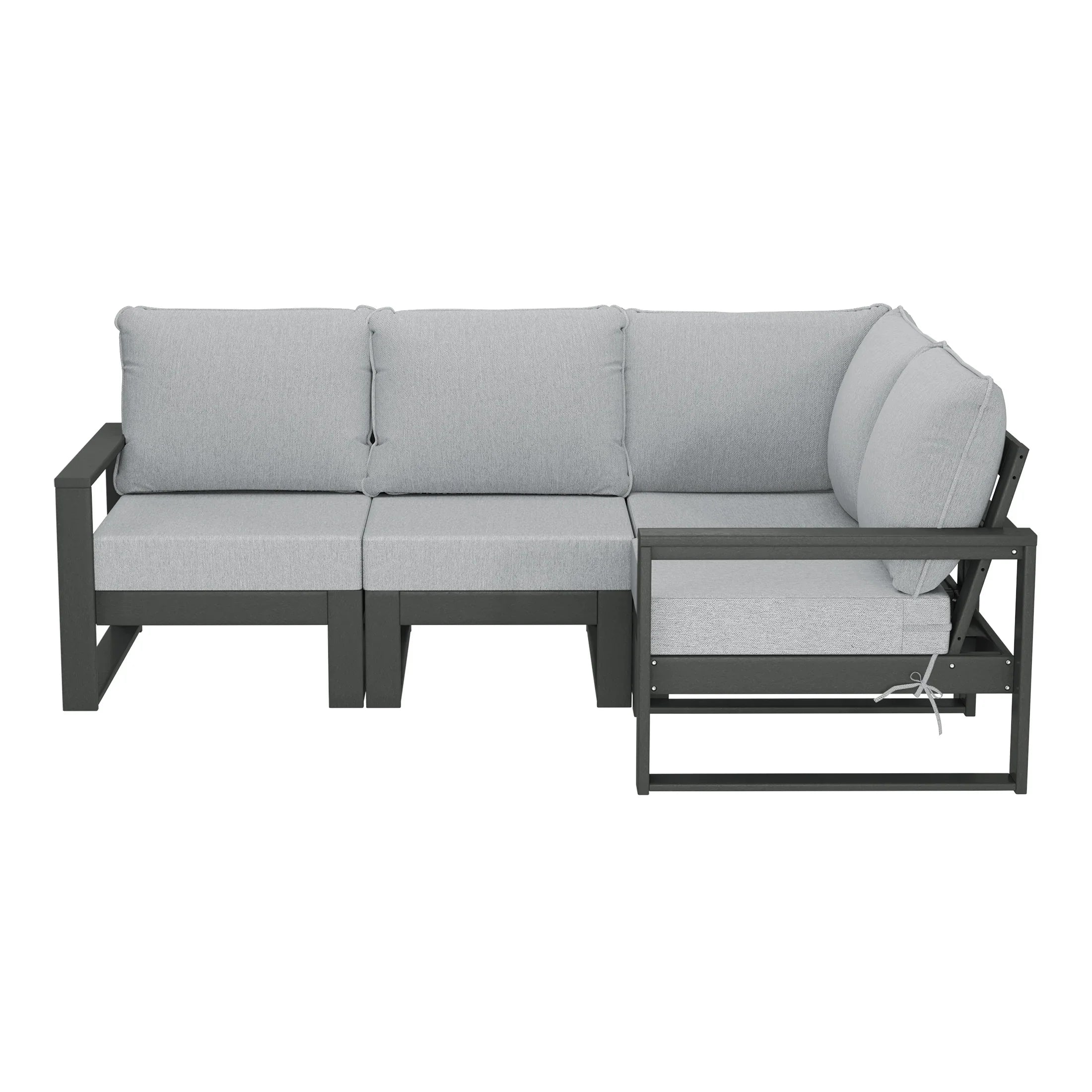 Rockaway Outdoor 4-Piece HDPE L-Shaped Modular Patio Sofa Furniture Set