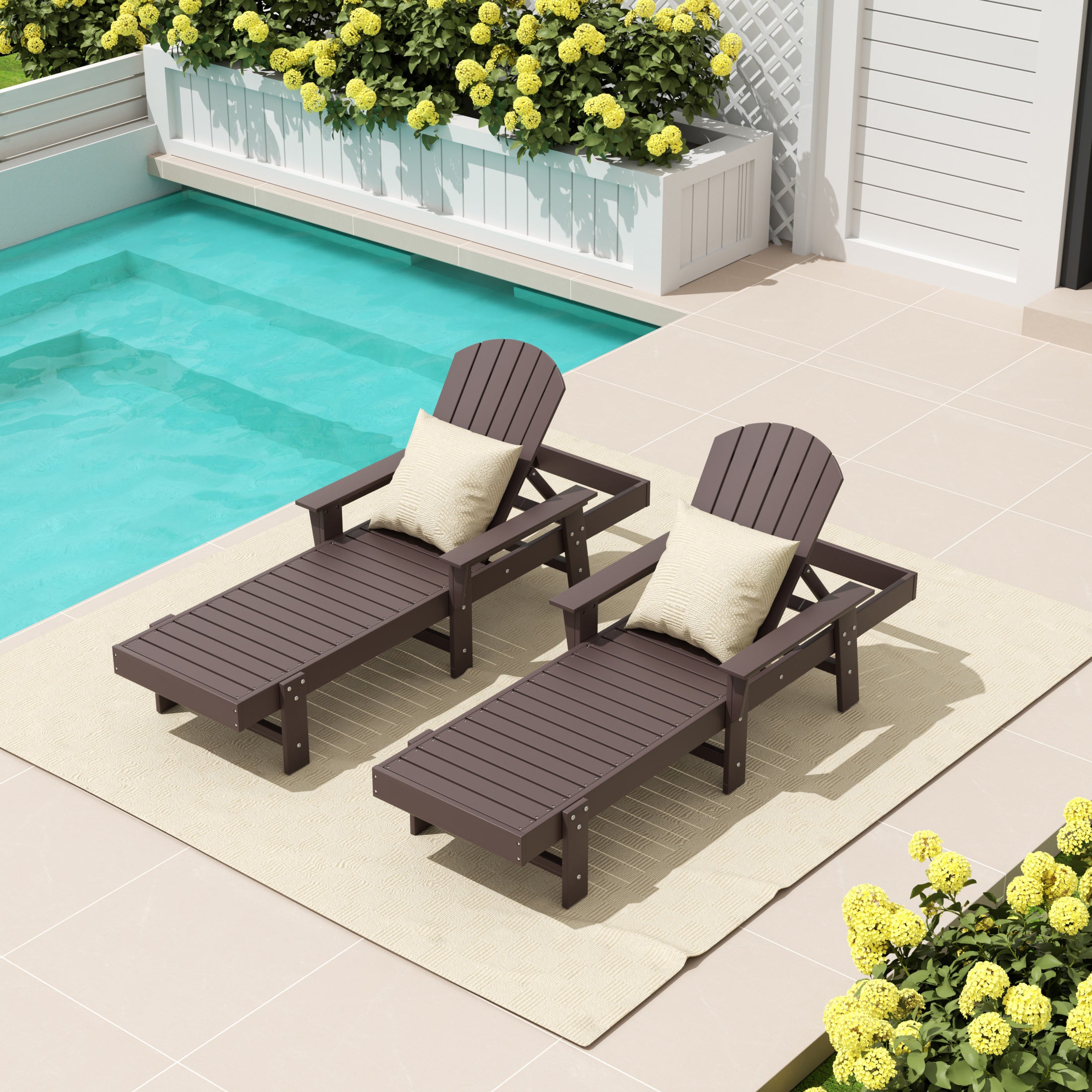 Portside 2 Piece Adirondack Poly Reclining Chaise Lounge With Arms