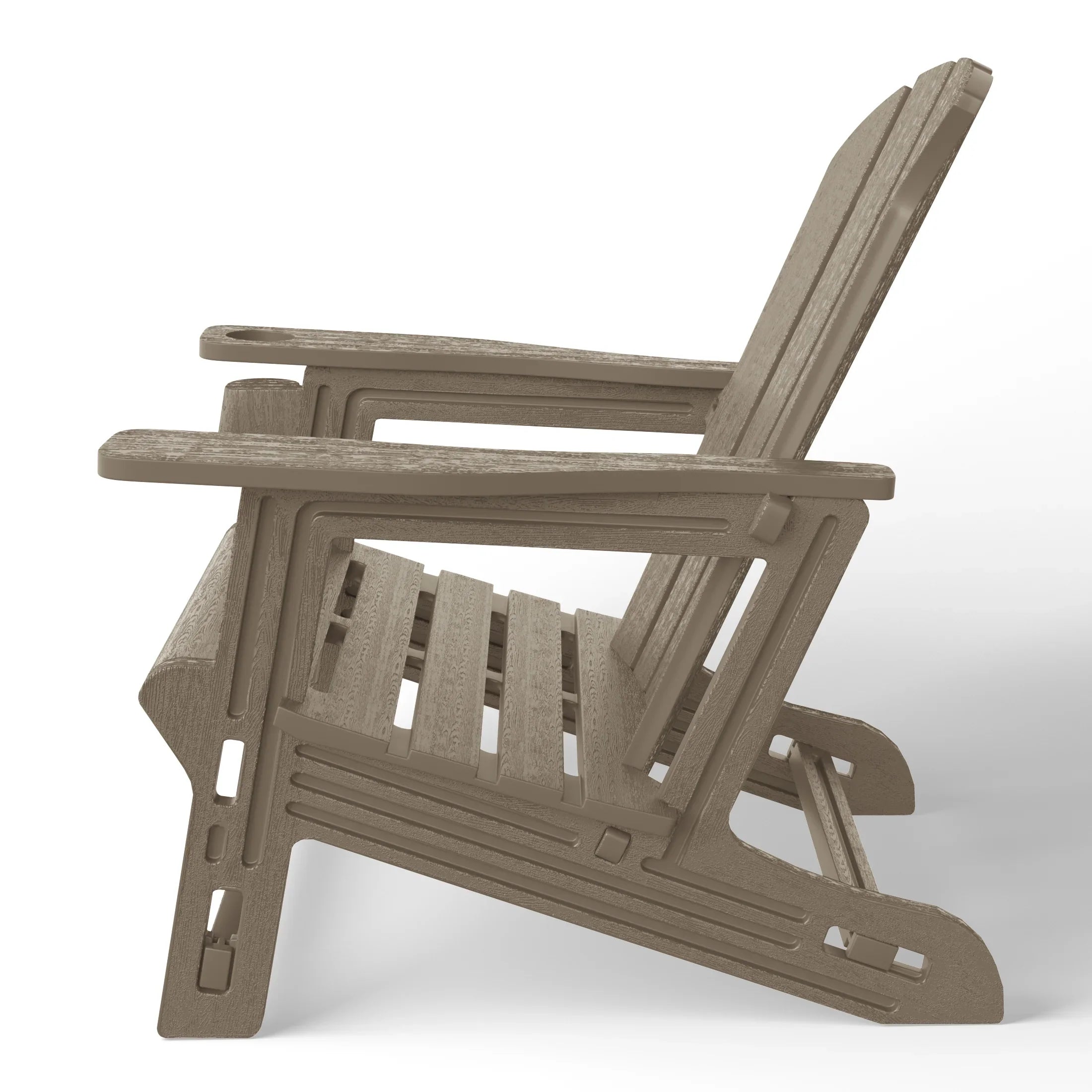 Cayman Tool-Free Assembly Outdoor Patio HDPE Plastic Adirondack Chair with Cup Holder