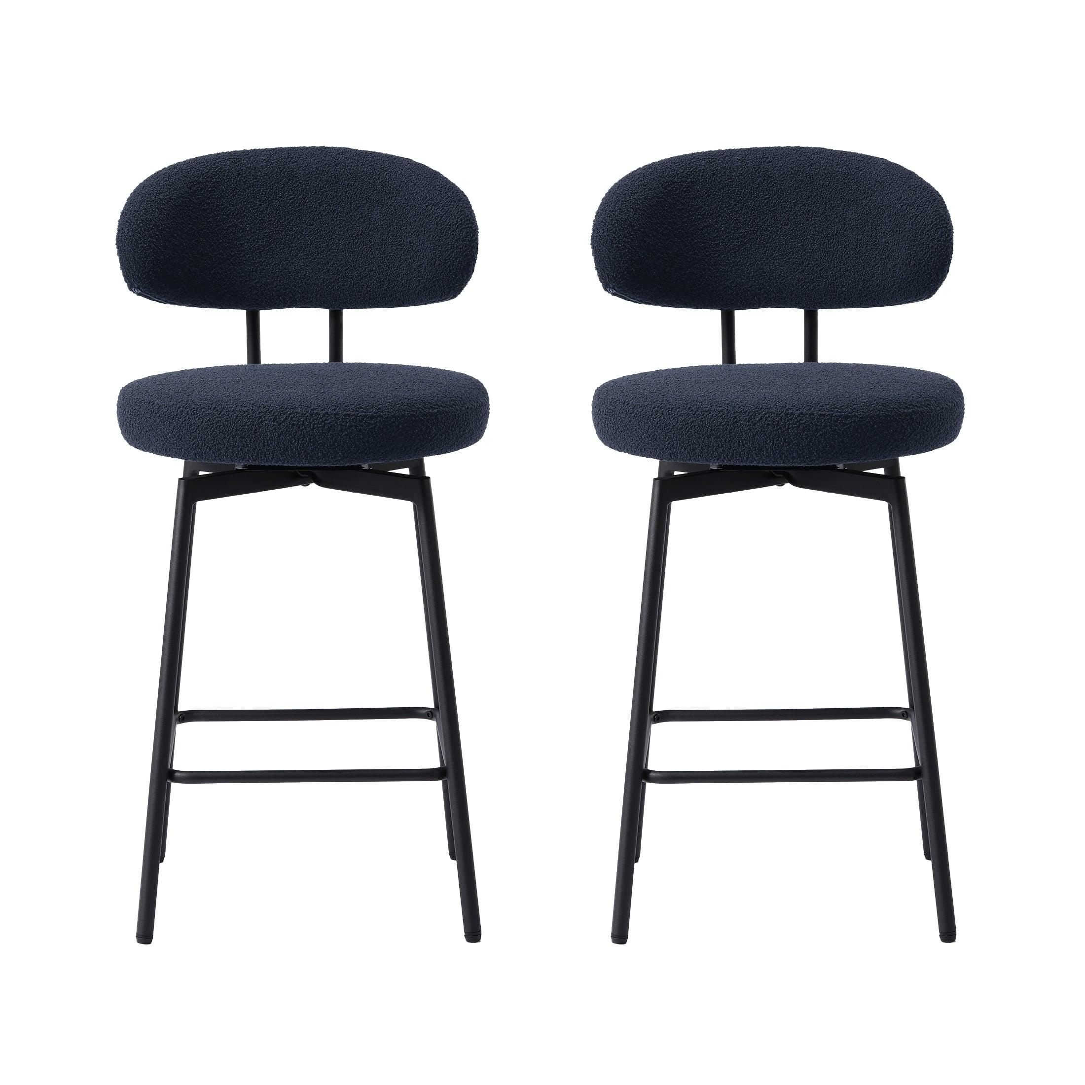 Celine Modern Upholstered Sherpa Fabric Counter Height Bar Stools with Back (Set of 2)