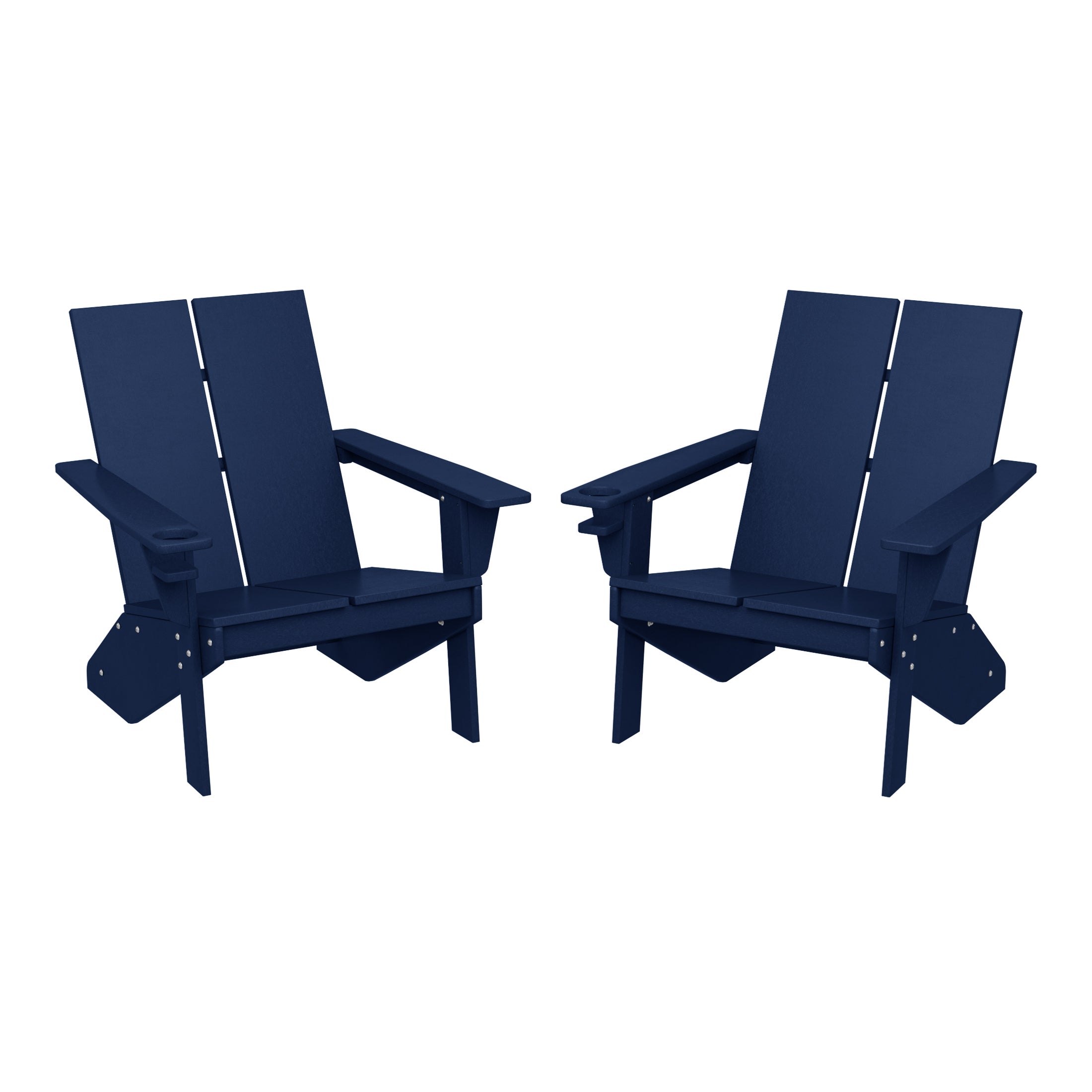 Seaview Outdoor HDPE Modern Adirondack Chair with Cup Holder (Set of 2)