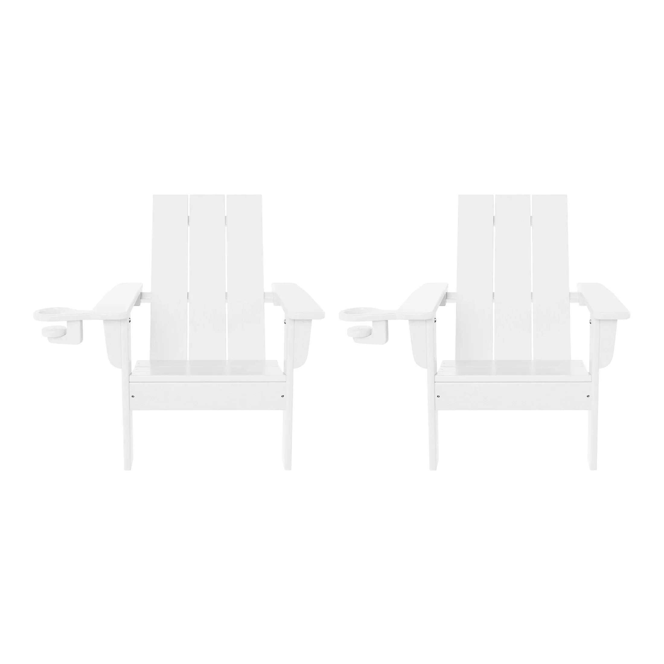 Palms Kids Outdoor HDPE Plastic Modern Adirondack Patio Chairs with Cup Holders (Set of 2)