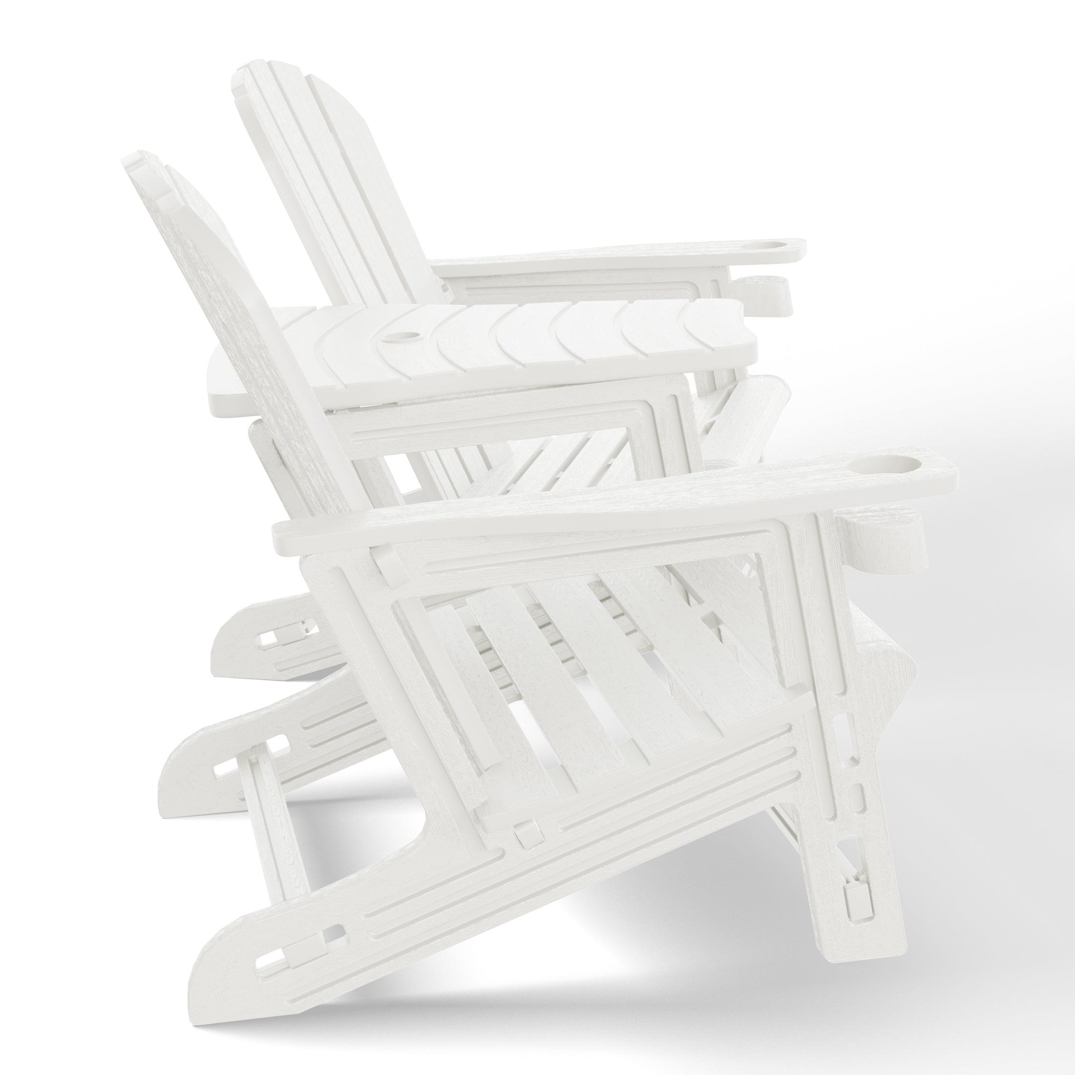 Cayman Outdoor HDPE Adirondack Chairs With Connecting Table Tray (Set of 2)