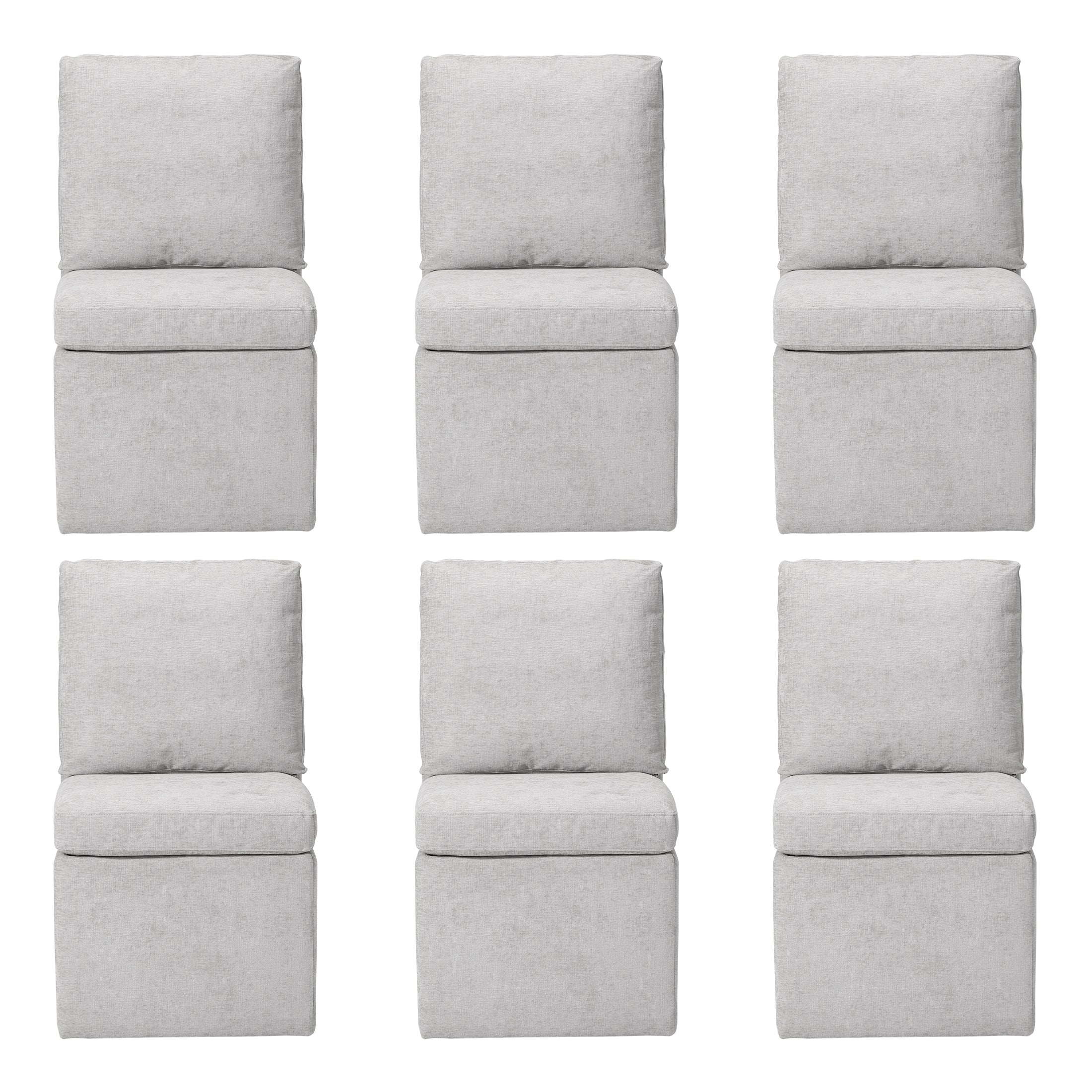 Danburry Modern Upholstered Chenille Armless Dining Chairs With Casters (Set of 6)