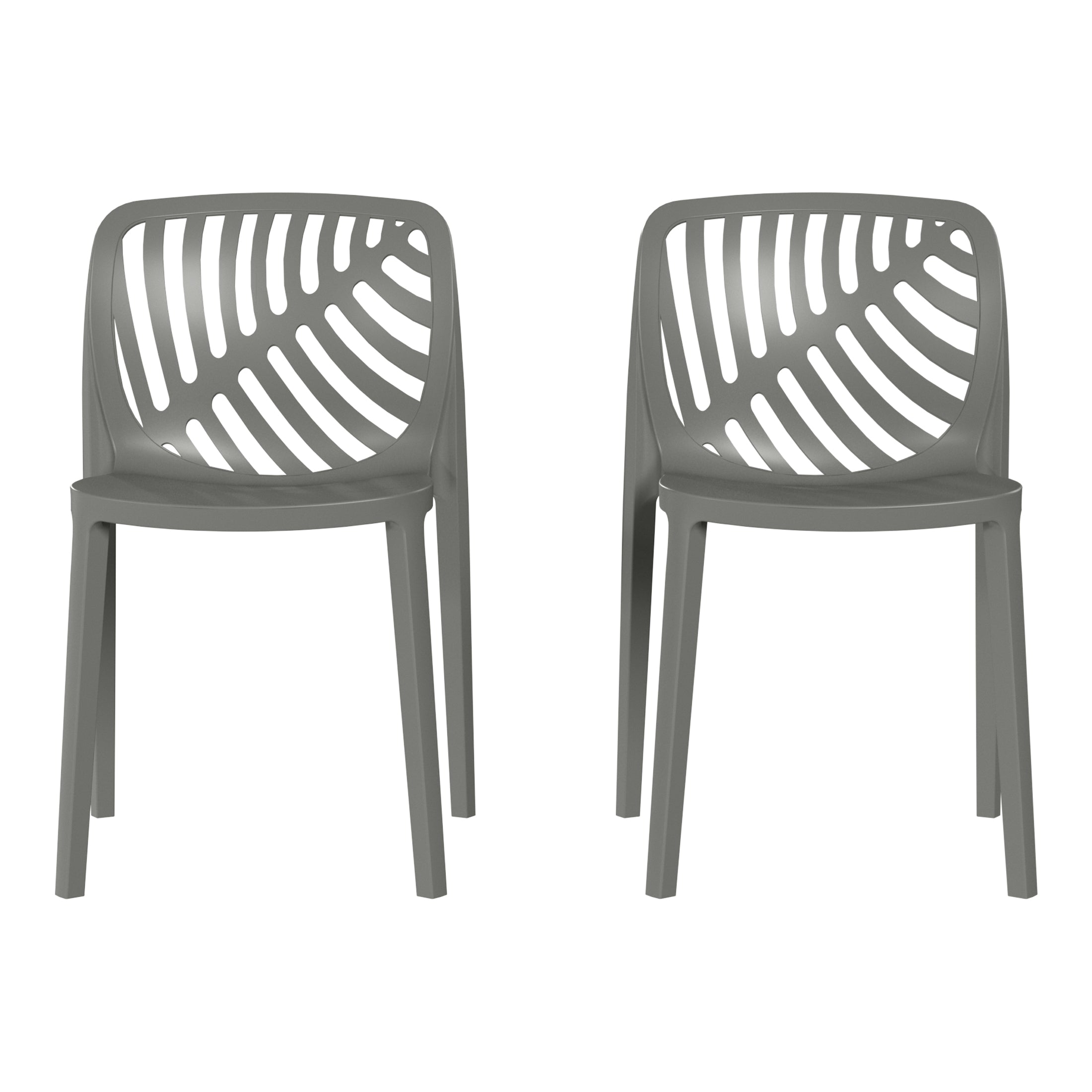 Sunshine Outdoor Modern Stackable Polypropylene Plastic Patio Bistro Dining Side Chairs (Set of 2)