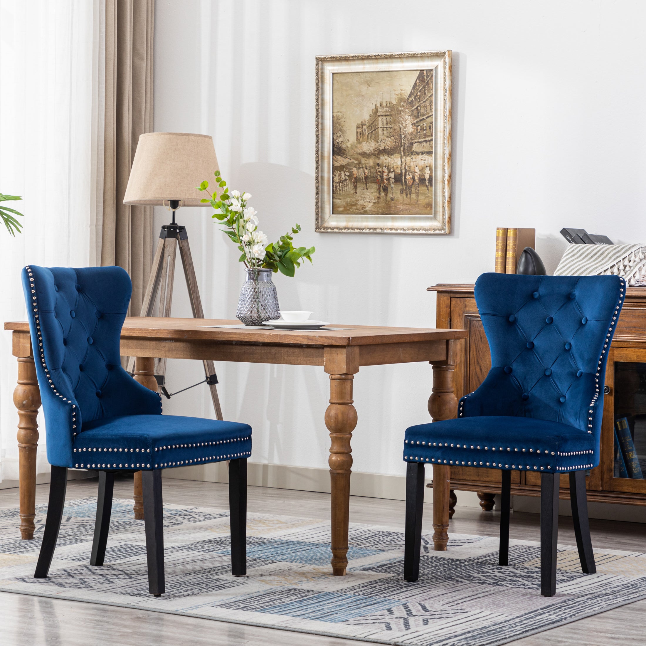 Hank Velvet Upholstered Tufted Dining Chairs (Set of 2)