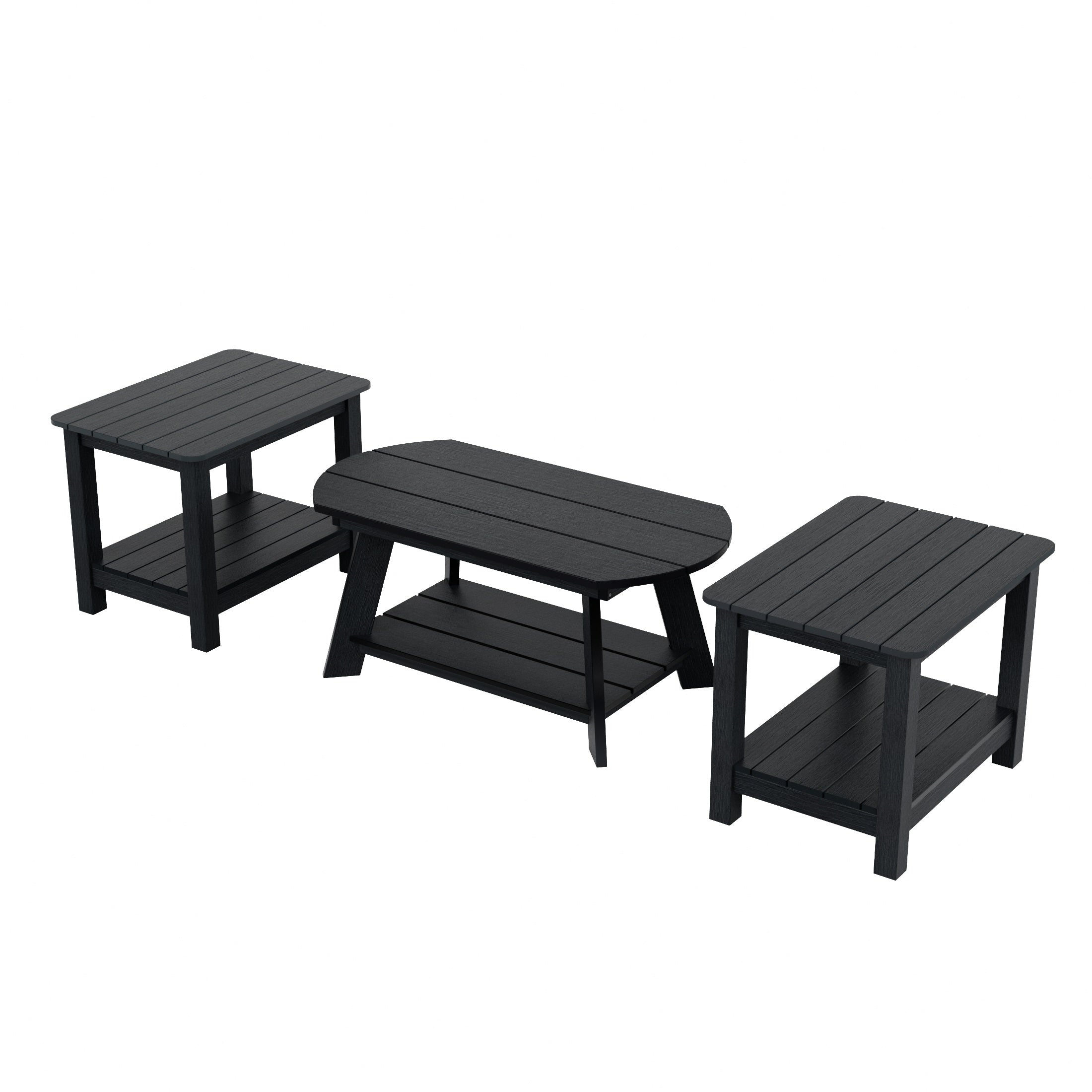 Florence 3-Piece HIPS Outdoor Adirondack Coffee Table and Two Side Table Set