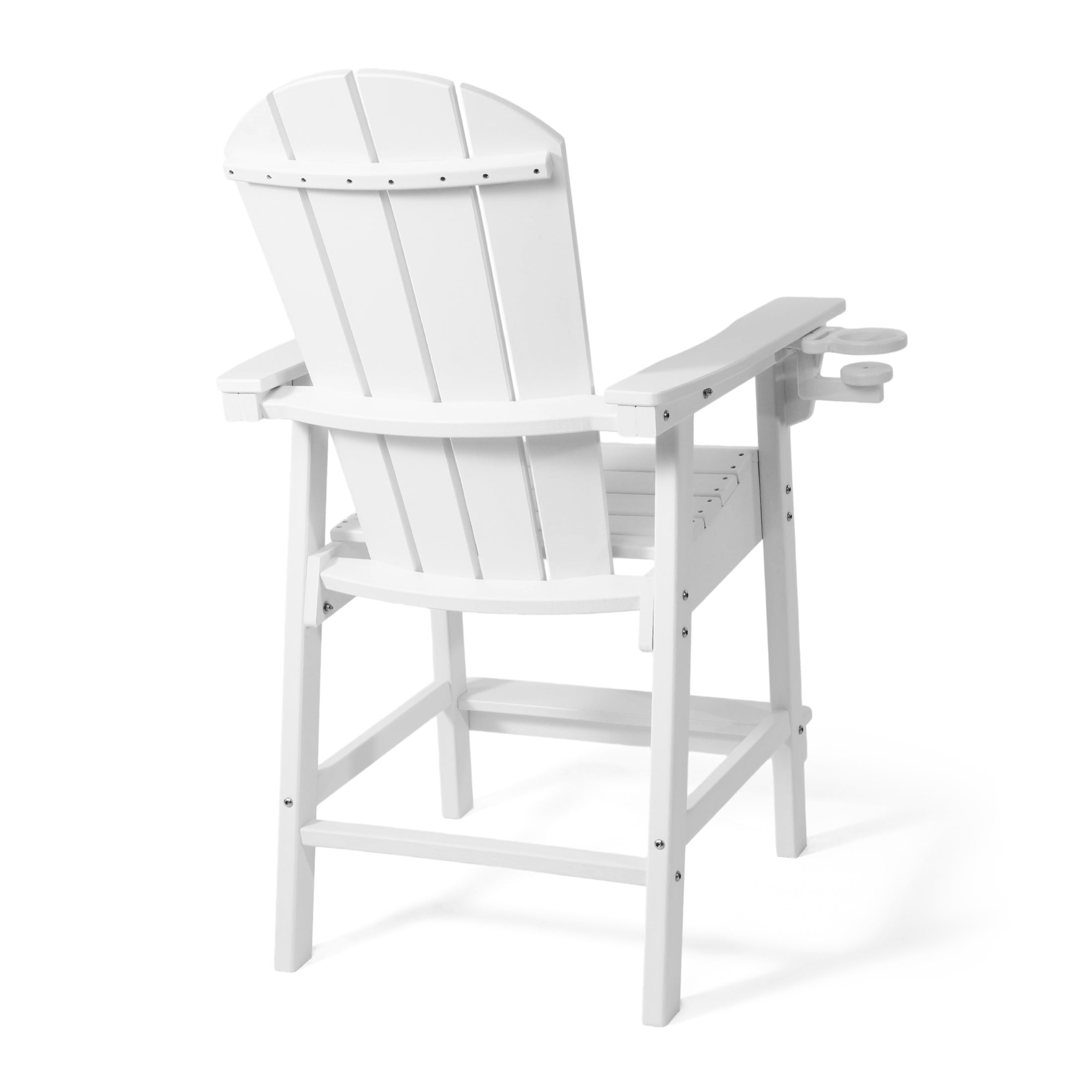 Paradise Outdoor HDPE Tall Adirondack Counter Height Bar Chair With Cup Holder